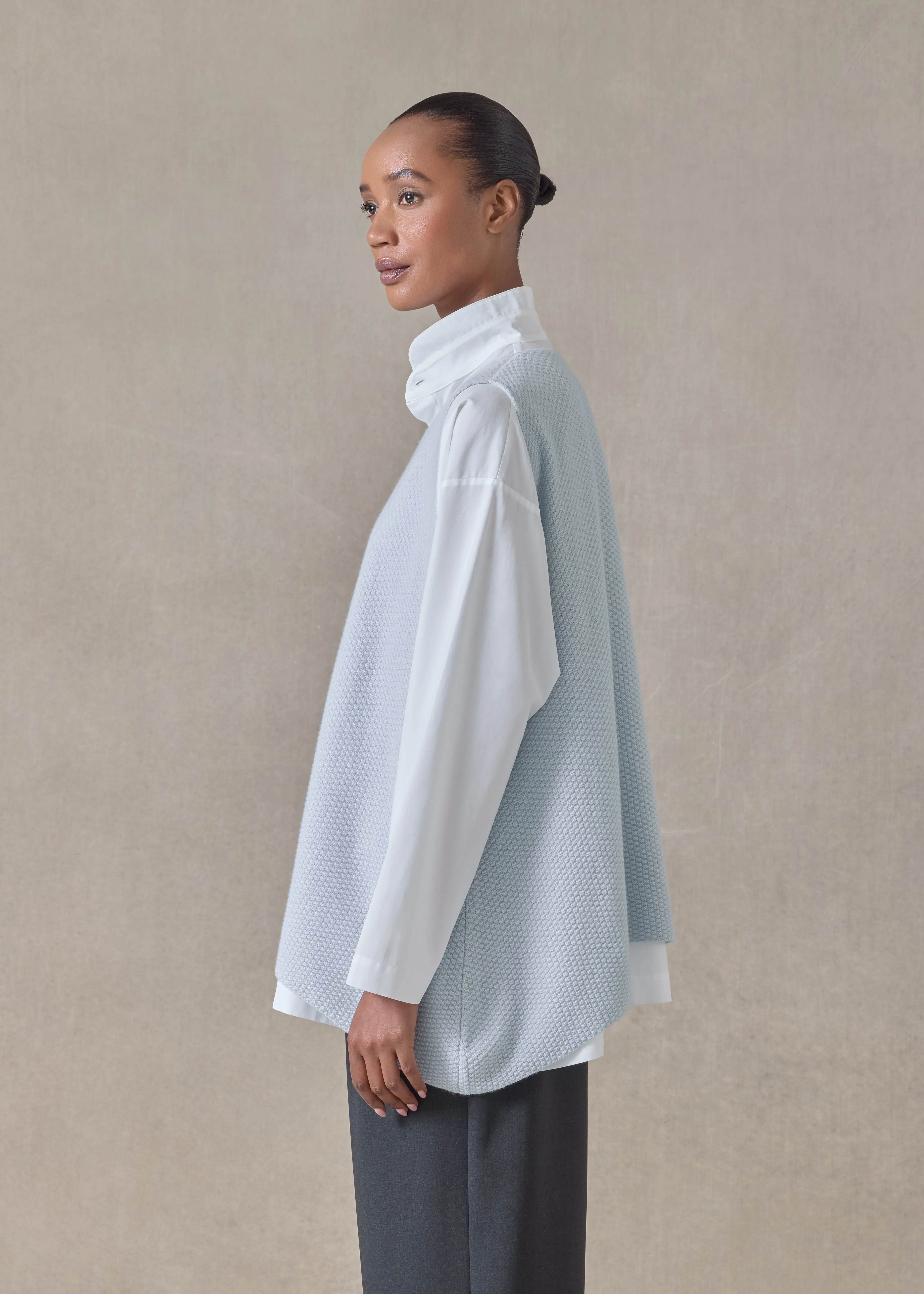 cashmere a-line sleeveless round neck - mid plus (bridgertonblue) sold by eskandar product image thumbnail 3