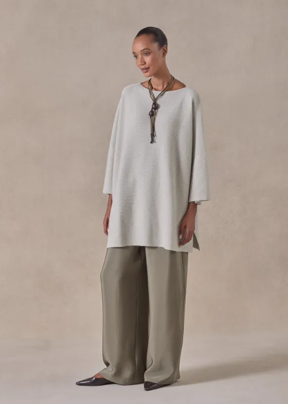 cashmere slash neck 3/4 sleeve sweater - long plus with slits sold by eskandar
