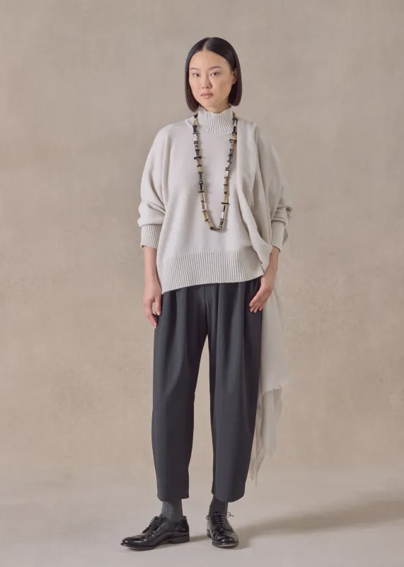 cashmere small long sleeve high neck sweater - mid (wispgrey) sold by eskandar