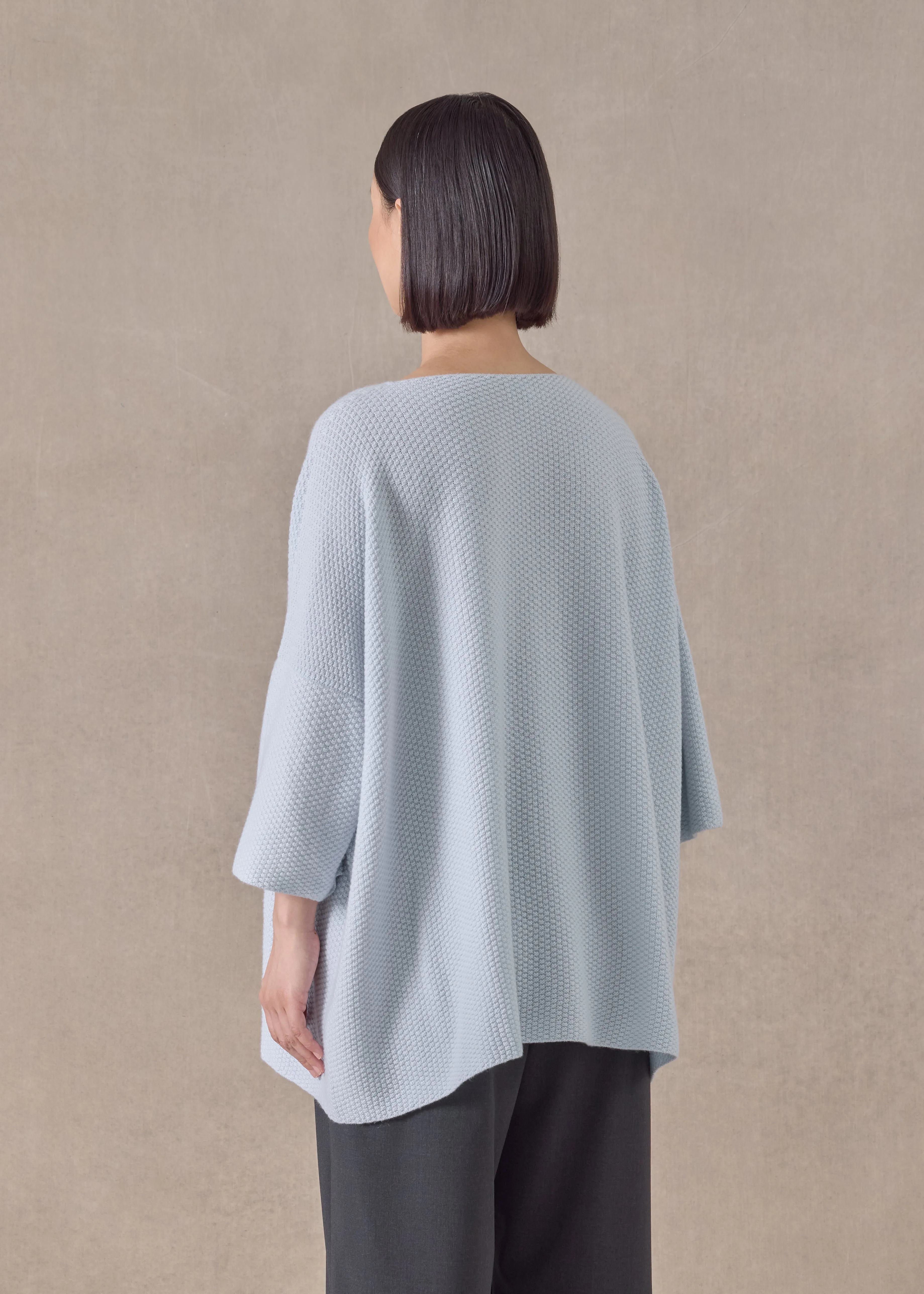 cashmere square 3/4 sleeve top - long (bridgertonblue) sold by eskandar product image thumbnail 4