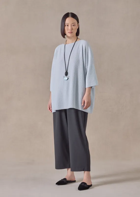 cashmere square 3/4 sleeve  top - long (bridgertonblue) sold by eskandar