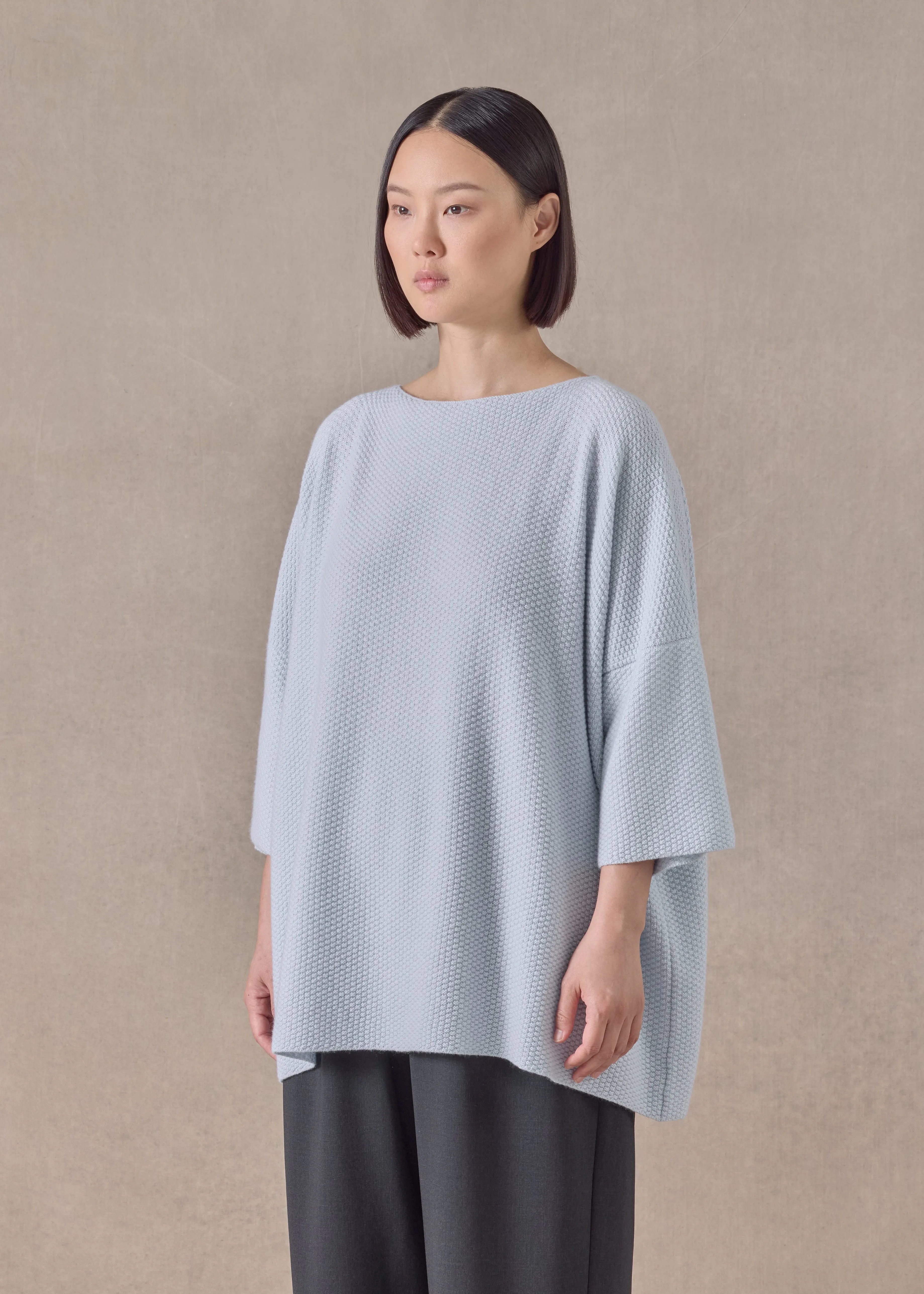 cashmere square 3/4 sleeve top - long (bridgertonblue) sold by eskandar product image thumbnail 2