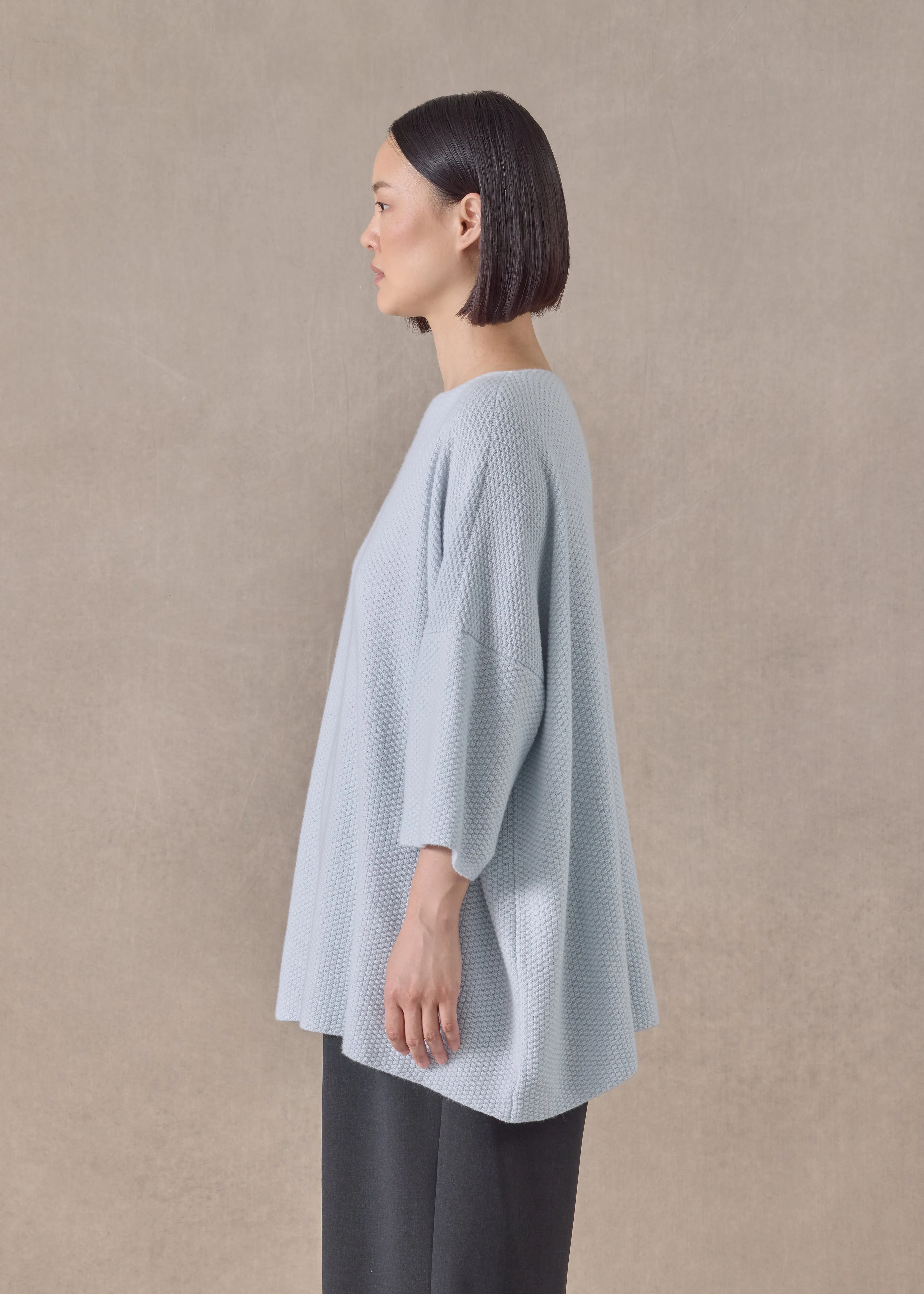 cashmere square 3/4 sleeve top - long (bridgertonblue) sold by eskandar product image thumbnail 3