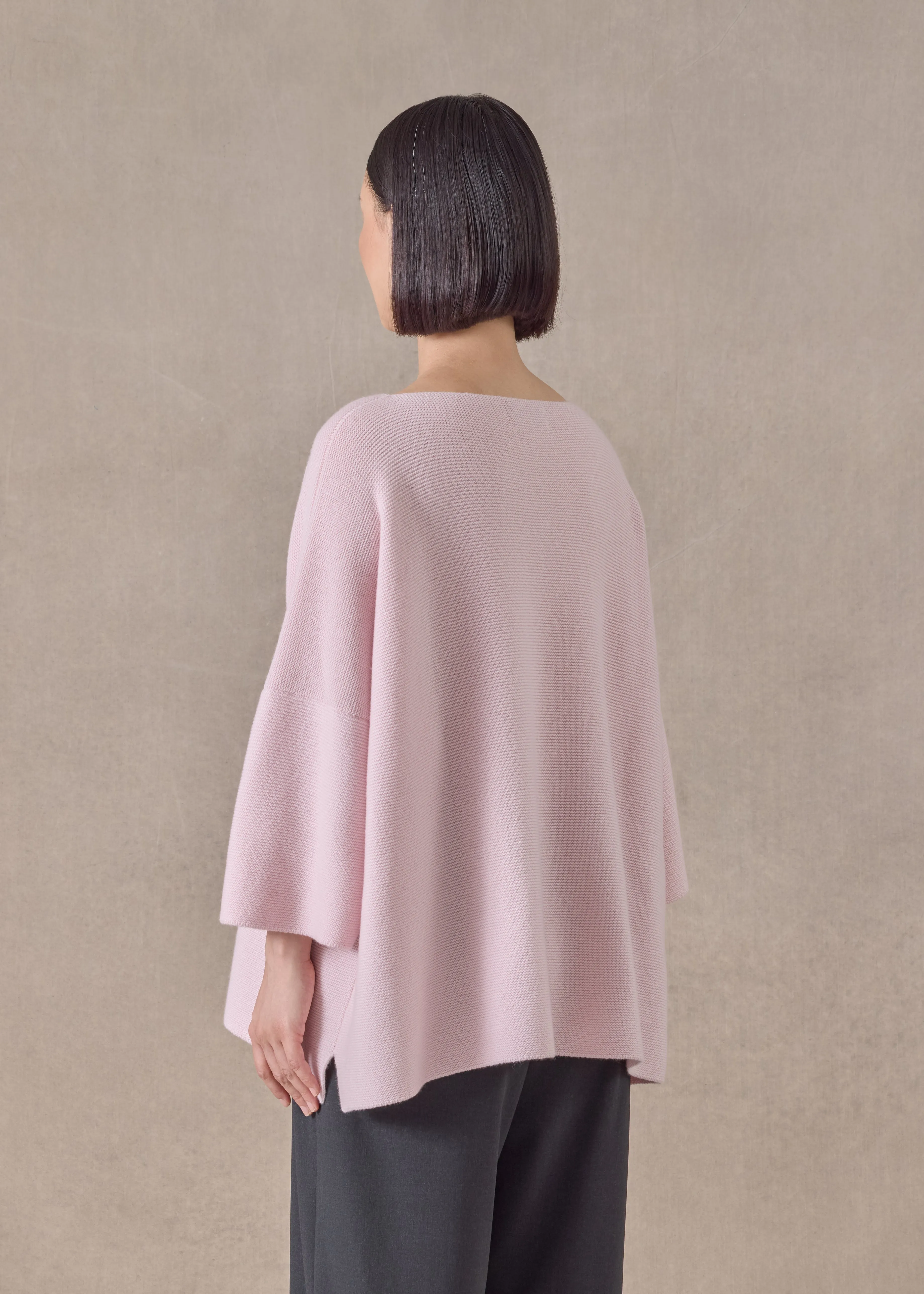 cashmere slash neck 3/4 sleeve sweater - mid plus (cherryblossom) sold by eskandar product image thumbnail 4