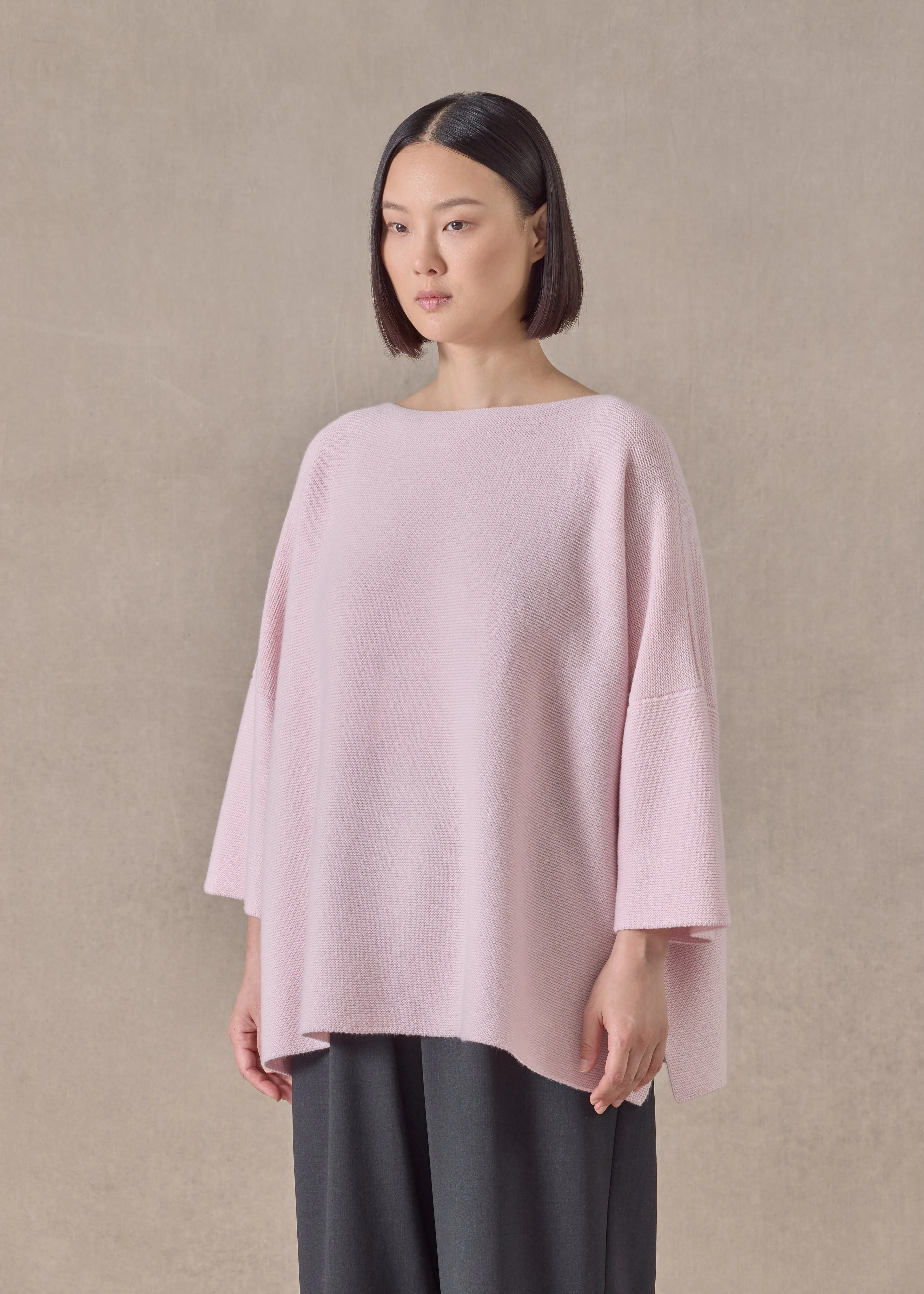 cashmere slash neck 3/4 sleeve sweater - mid plus (cherryblossom) sold by eskandar product image thumbnail 2