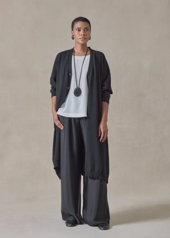 cashmere wide v neck cardigan - 3/4 length (black) sold by eskandar