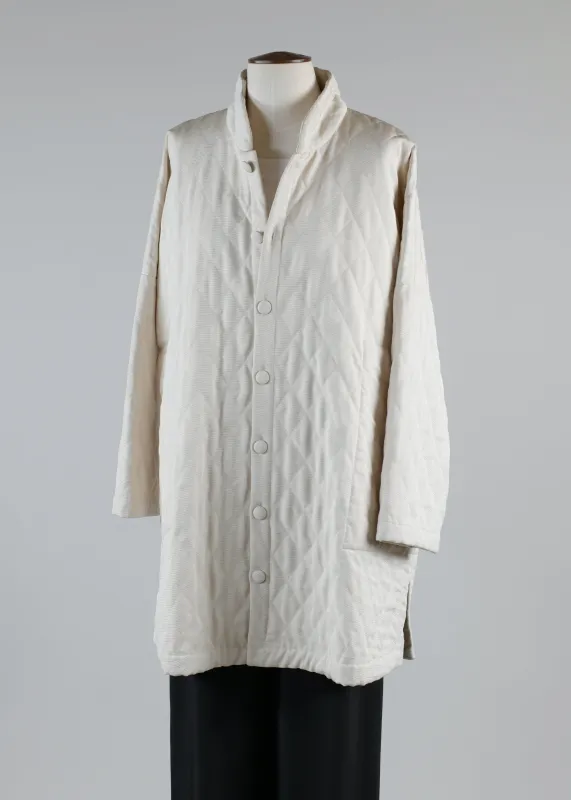 quilted silk imperial coat with chinese collar - long plus sold by eskandar