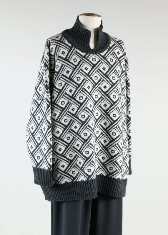 slit high neck sweater - mid plus sold by eskandar