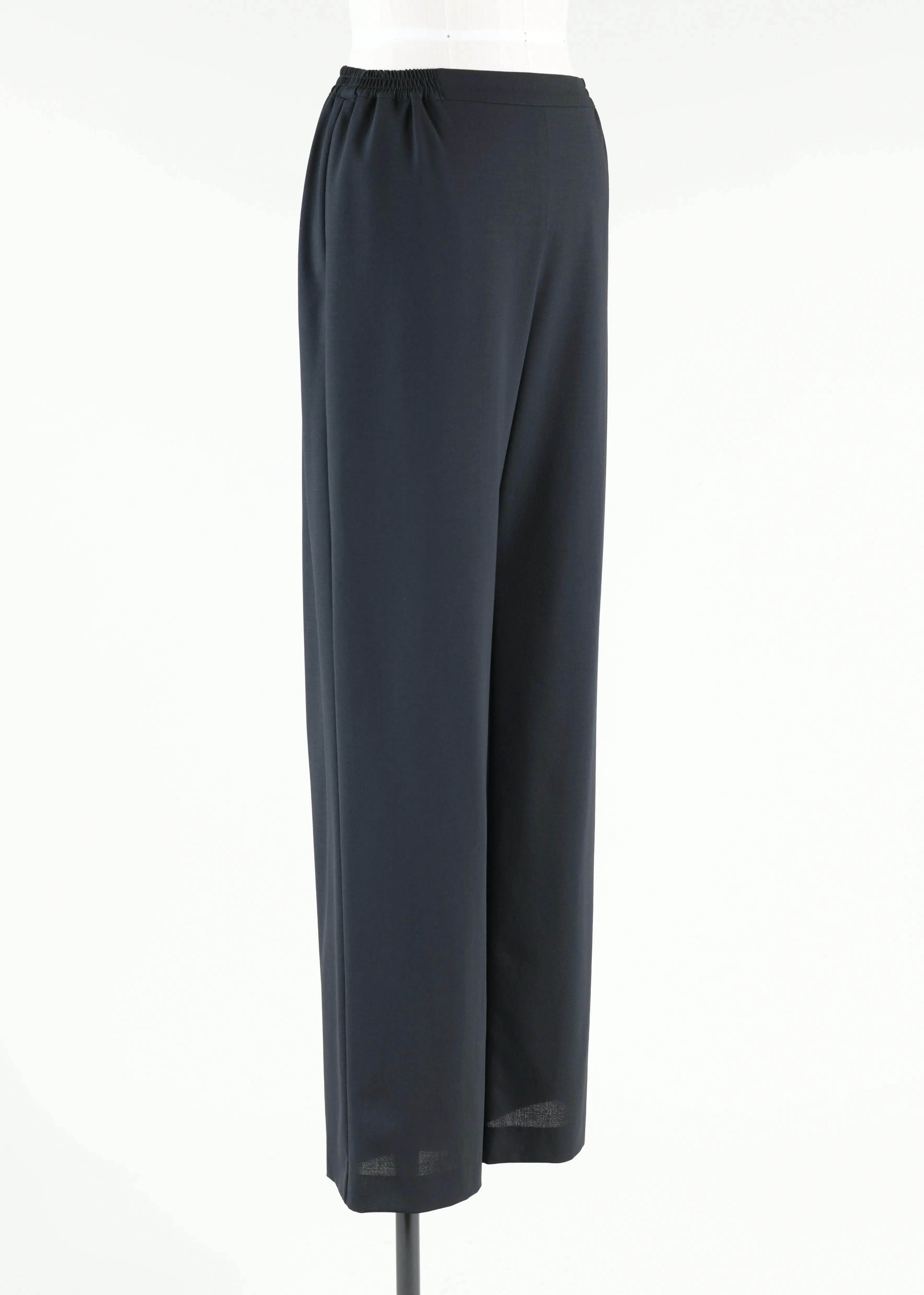 stretch wool flat front straight leg trouser sold by eskandar