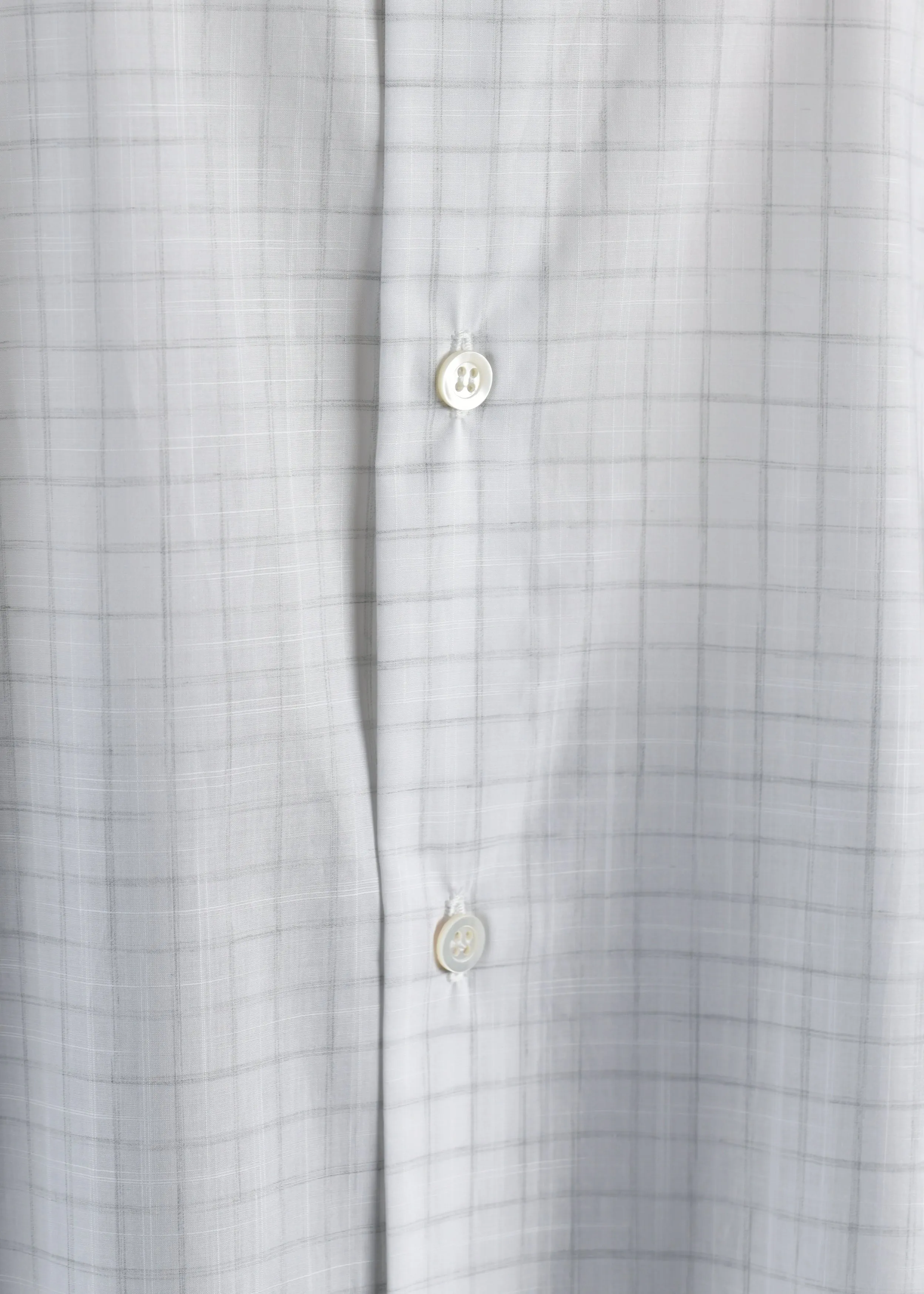 plaid cotton slim a-line double collar shirt with stepped insert - long sold by eskandar product image thumbnail 4