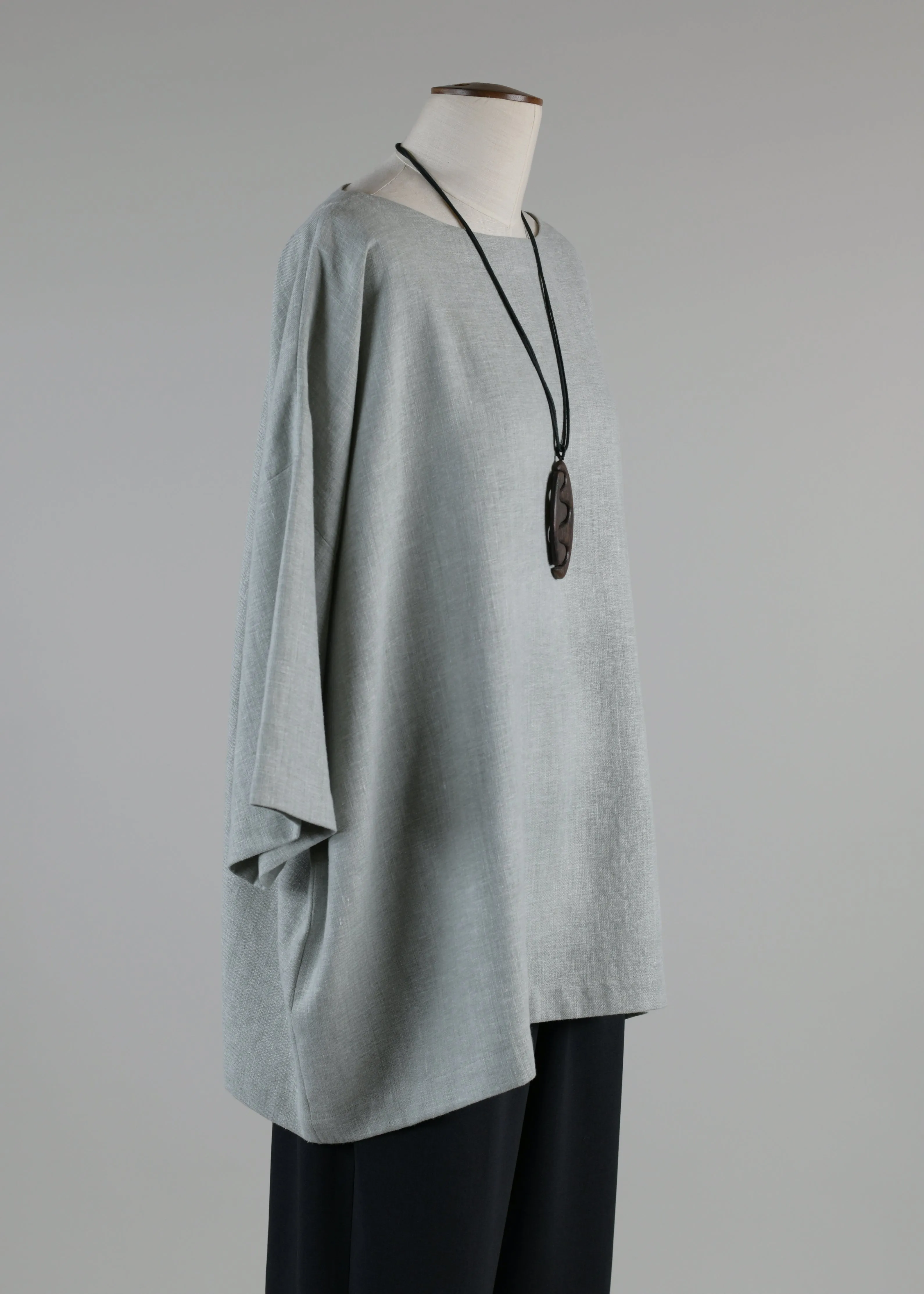 linen mix 3/4 sleeve scoop neck tunic - long sold by eskandar product image thumbnail 2