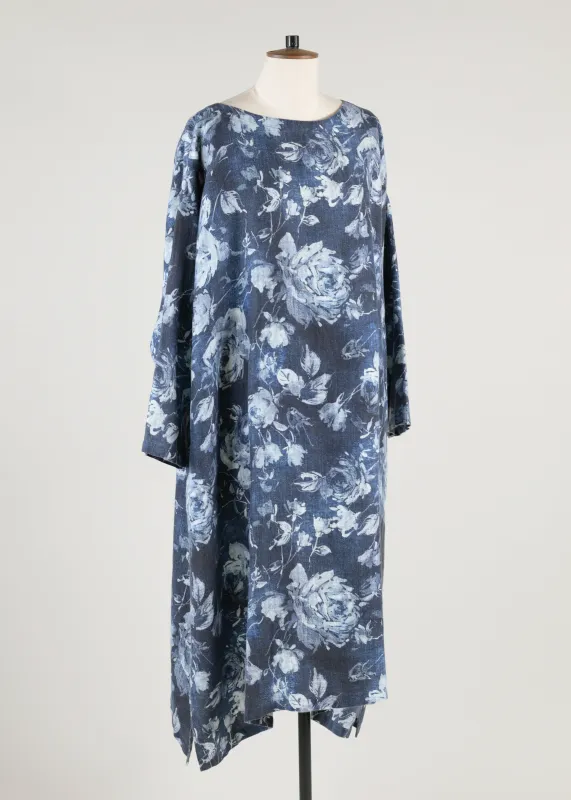 linen wide a-line scoop neck dress sold by eskandar