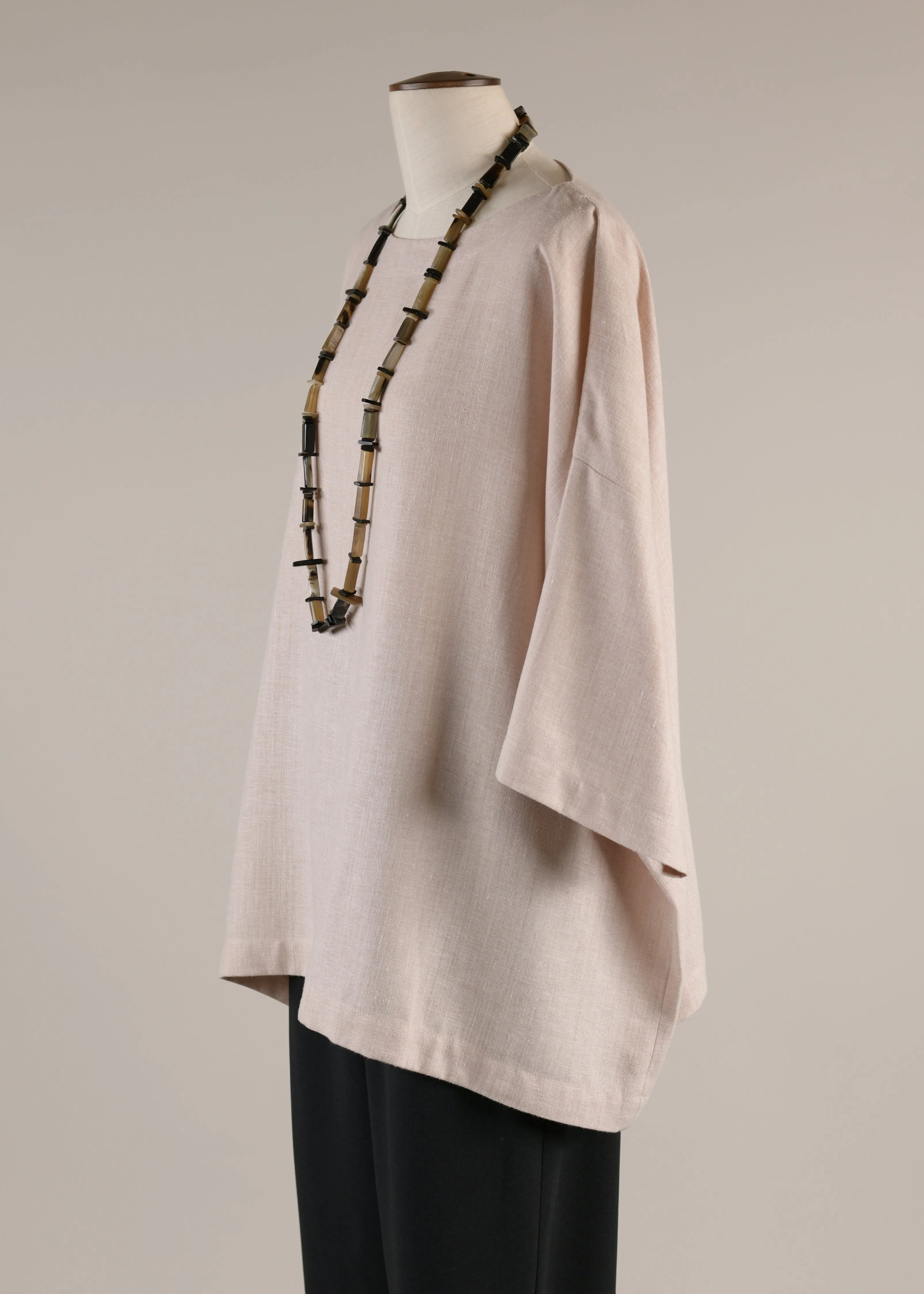 linen mix 3/4 sleeve scoop neck tunic - long sold by eskandar product image thumbnail 2