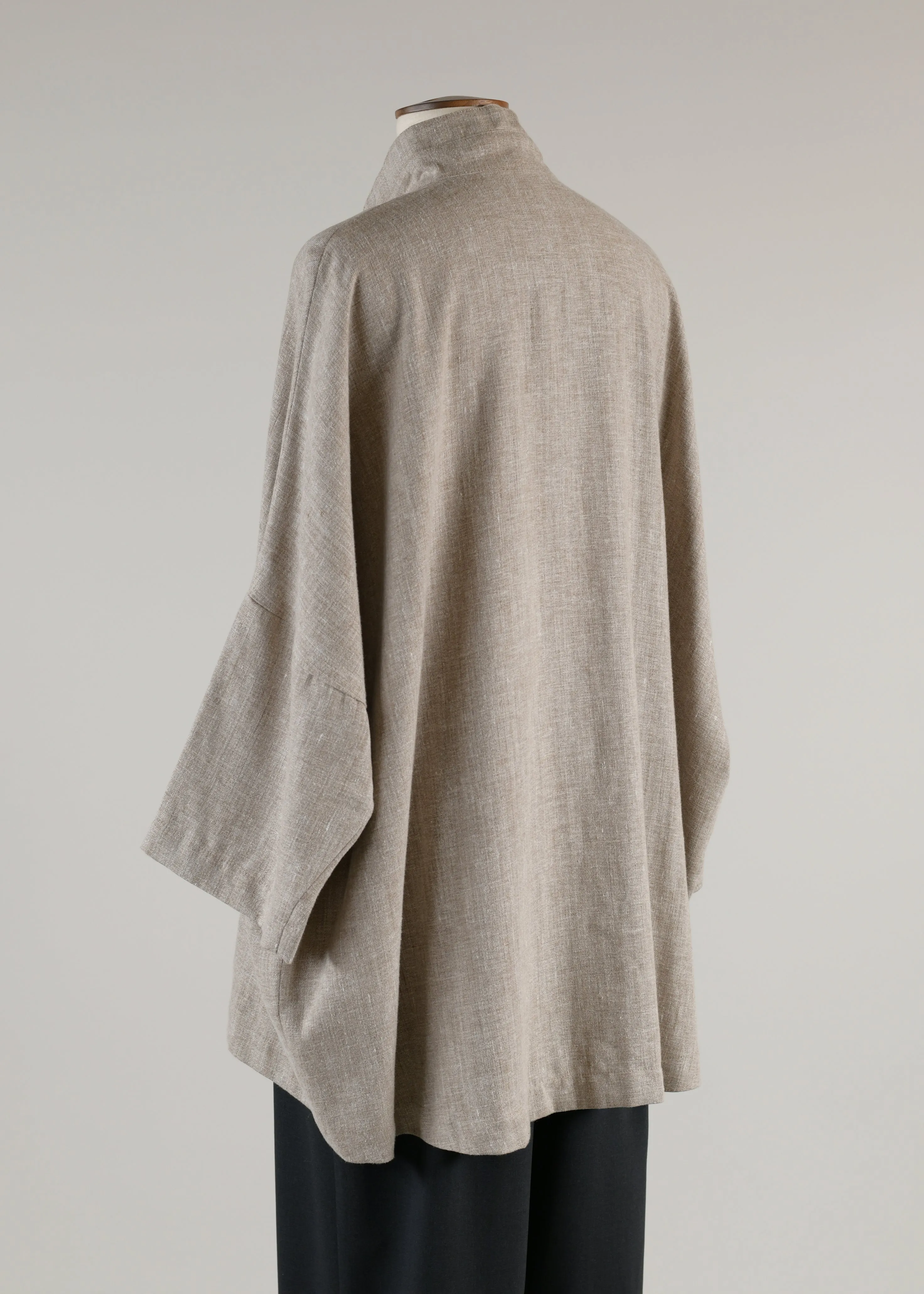 linen mix sloped shldr jckt w/dbl stnd col - long (3/4slv) sold by eskandar product image thumbnail 3