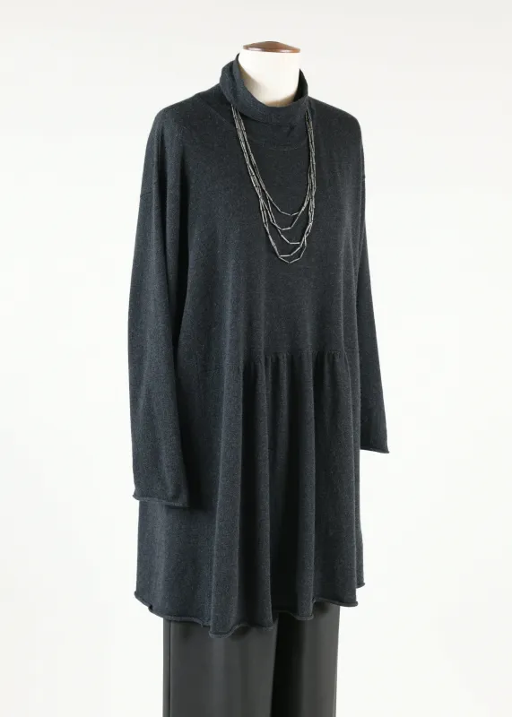 a-line scrunch neck tunic w/pleat panels - l plus sold by eskandar