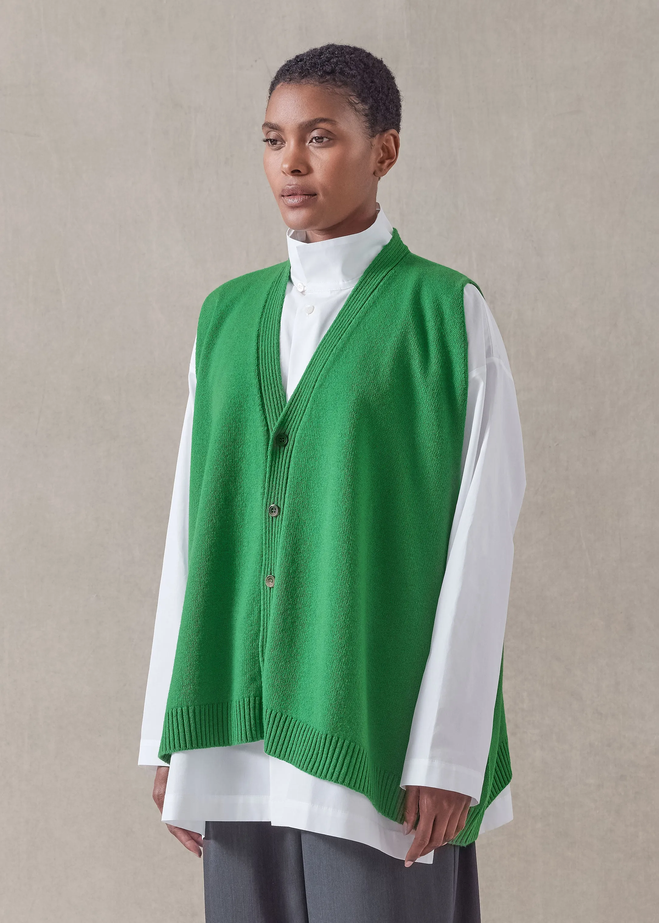 cashmere a-line sleeveless v neck cardigan - mid plus sold by eskandar product image thumbnail 2