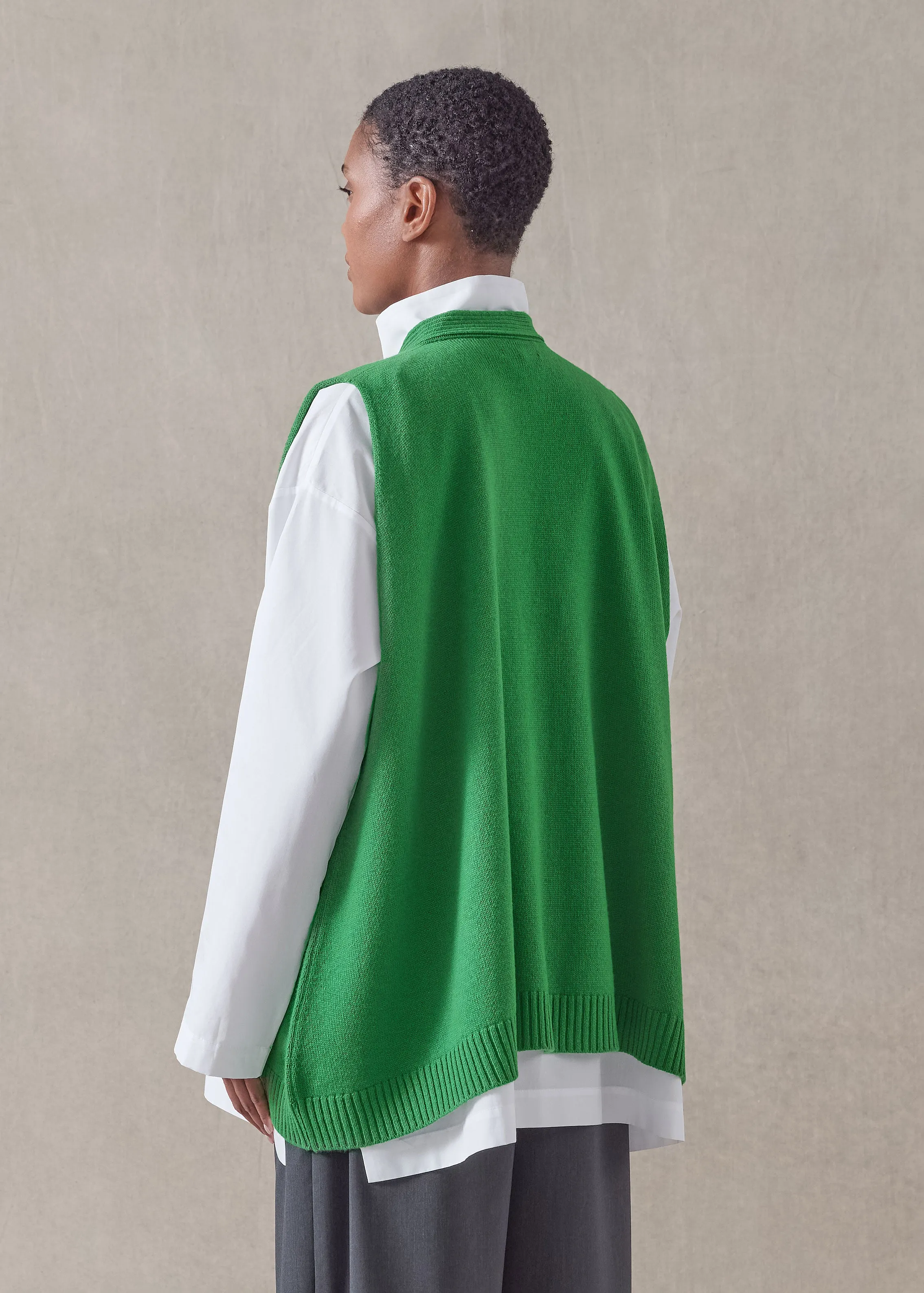 cashmere a-line sleeveless v neck cardigan - mid plus sold by eskandar product image thumbnail 4