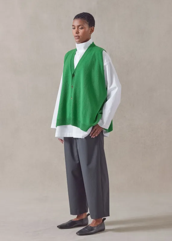 cashmere a-line sleeveless v neck cardigan - mid plus sold by eskandar