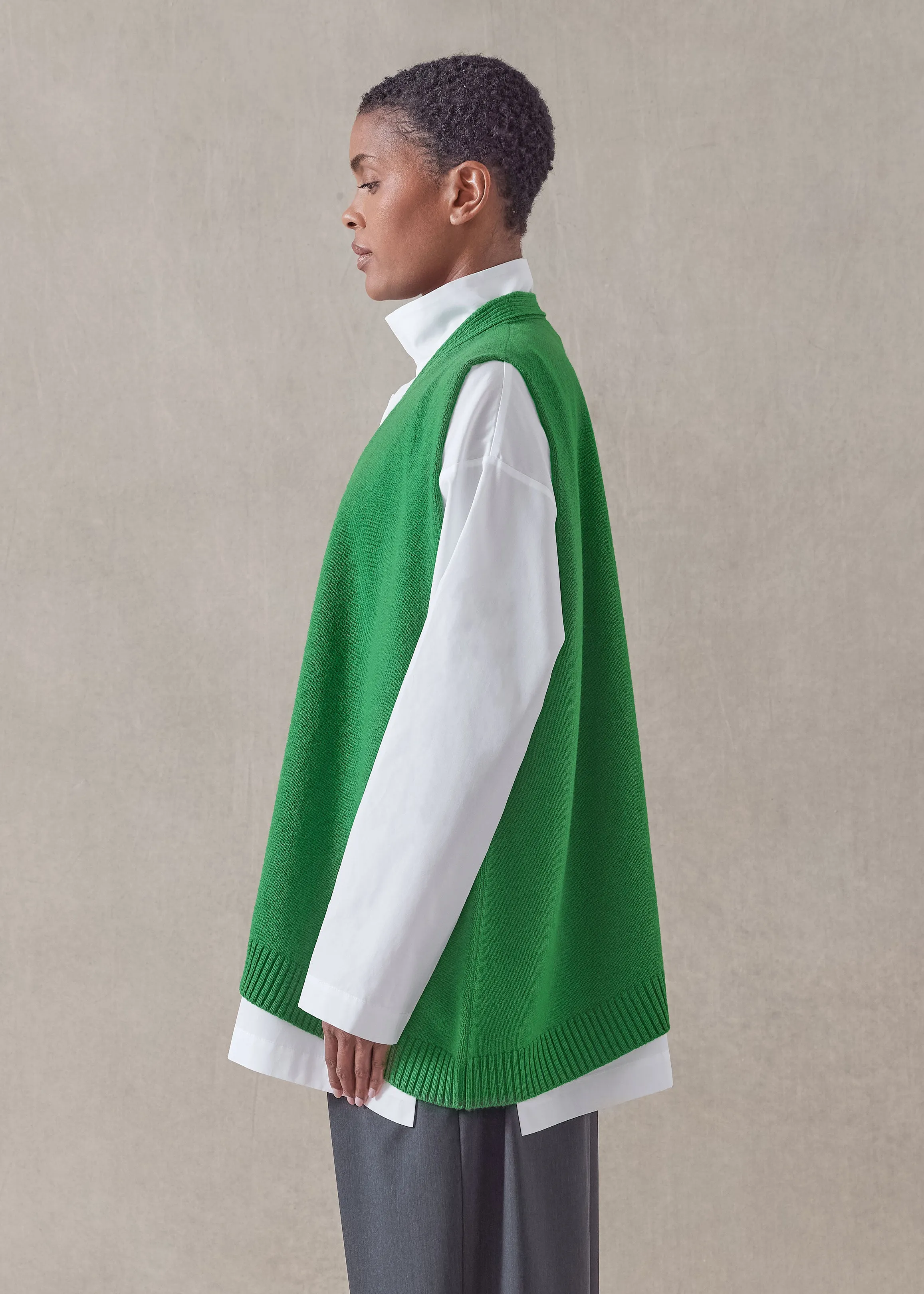 cashmere a-line sleeveless v neck cardigan - mid plus sold by eskandar product image thumbnail 3