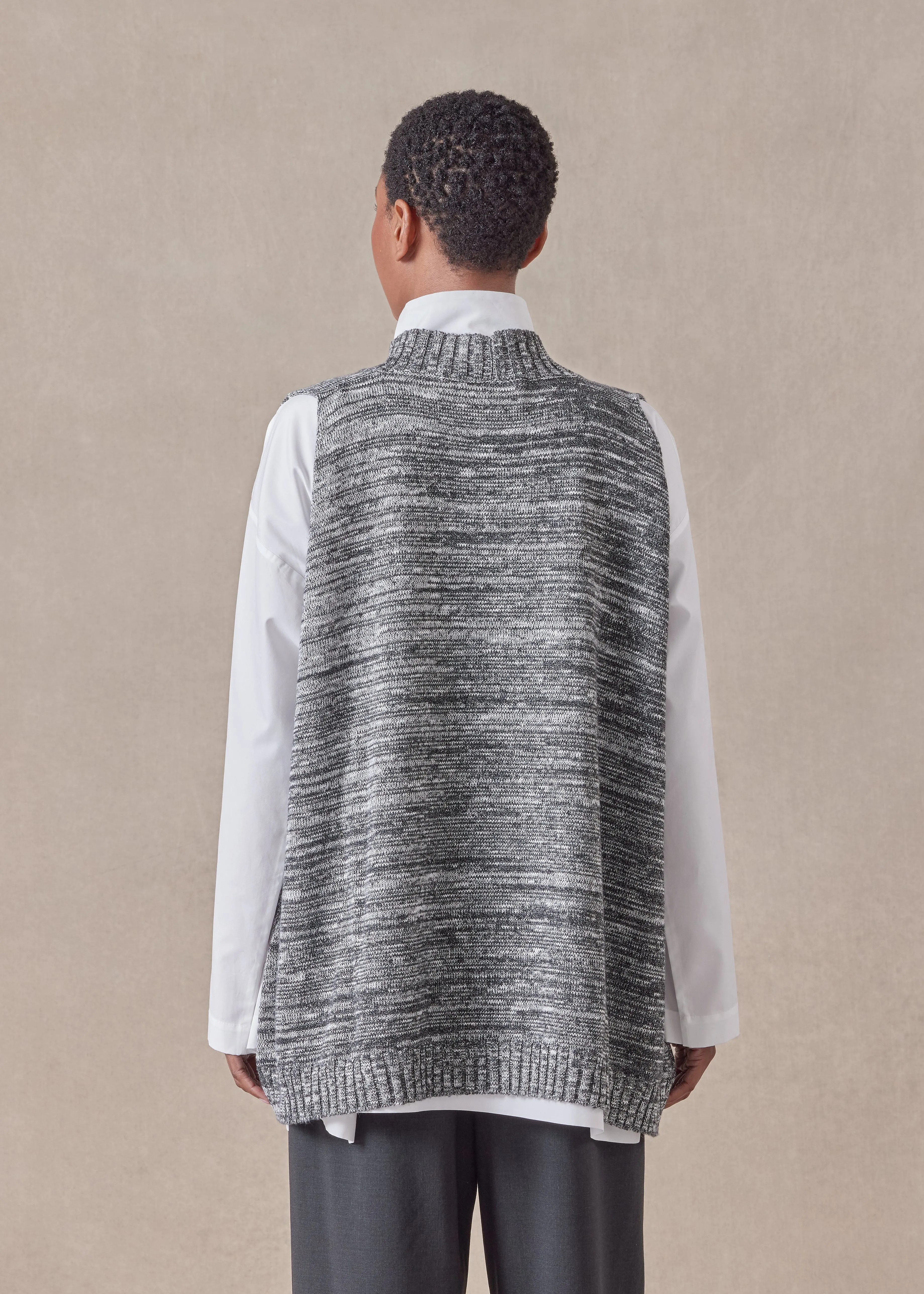 cotton linen mix sleeveless a-line v-neck - mid plus sold by eskandar product image thumbnail 4