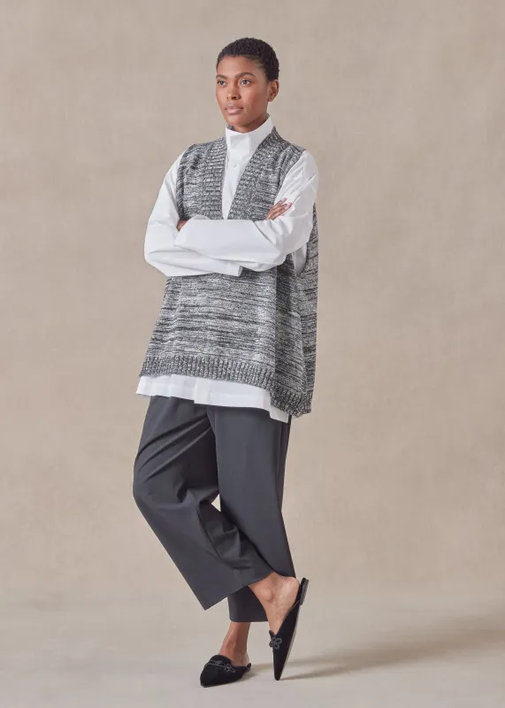 cotton linen mix  sleeveless a-line v-neck - mid plus sold by eskandar