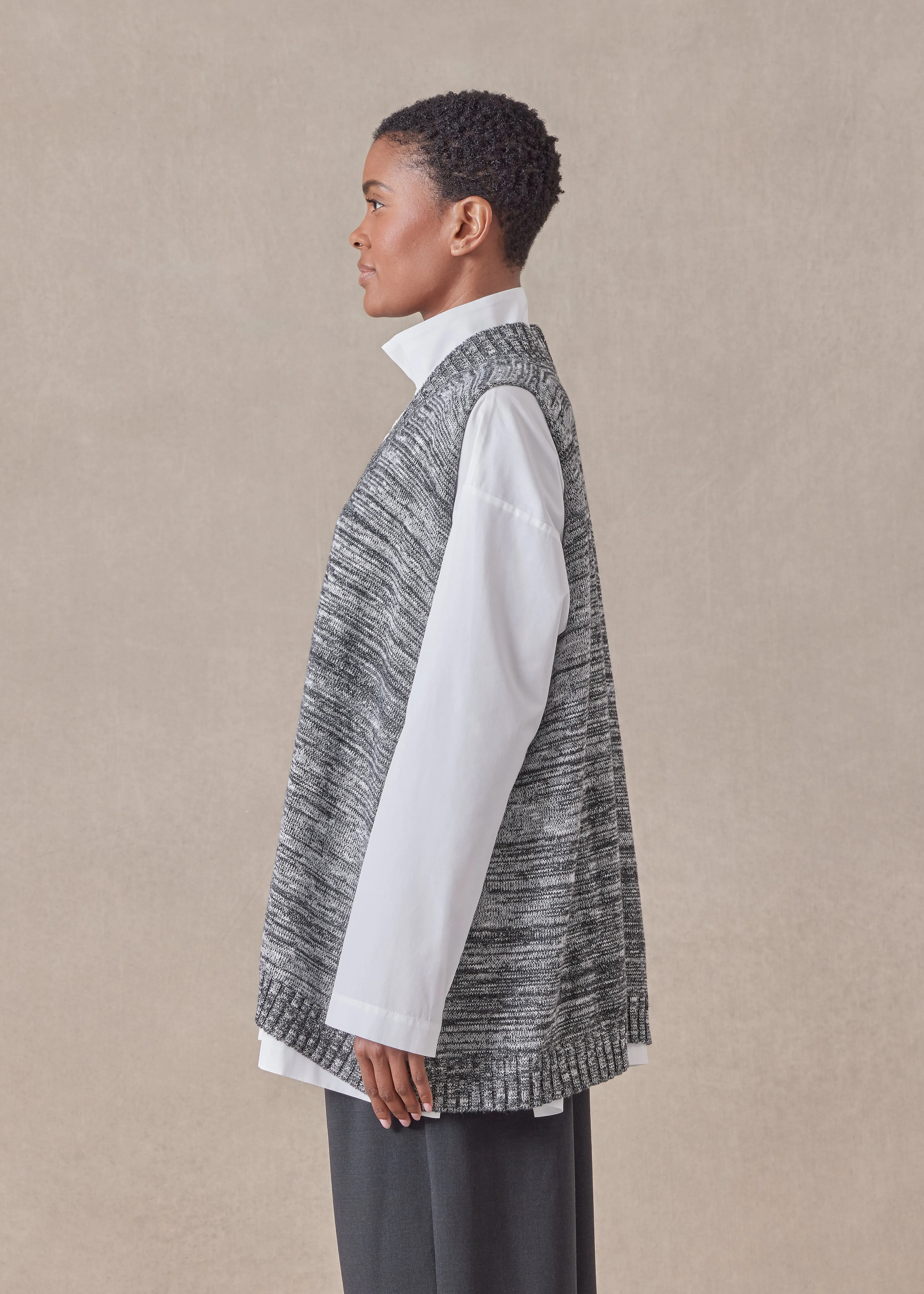 cotton linen mix sleeveless a-line v-neck - mid plus sold by eskandar product image thumbnail 3