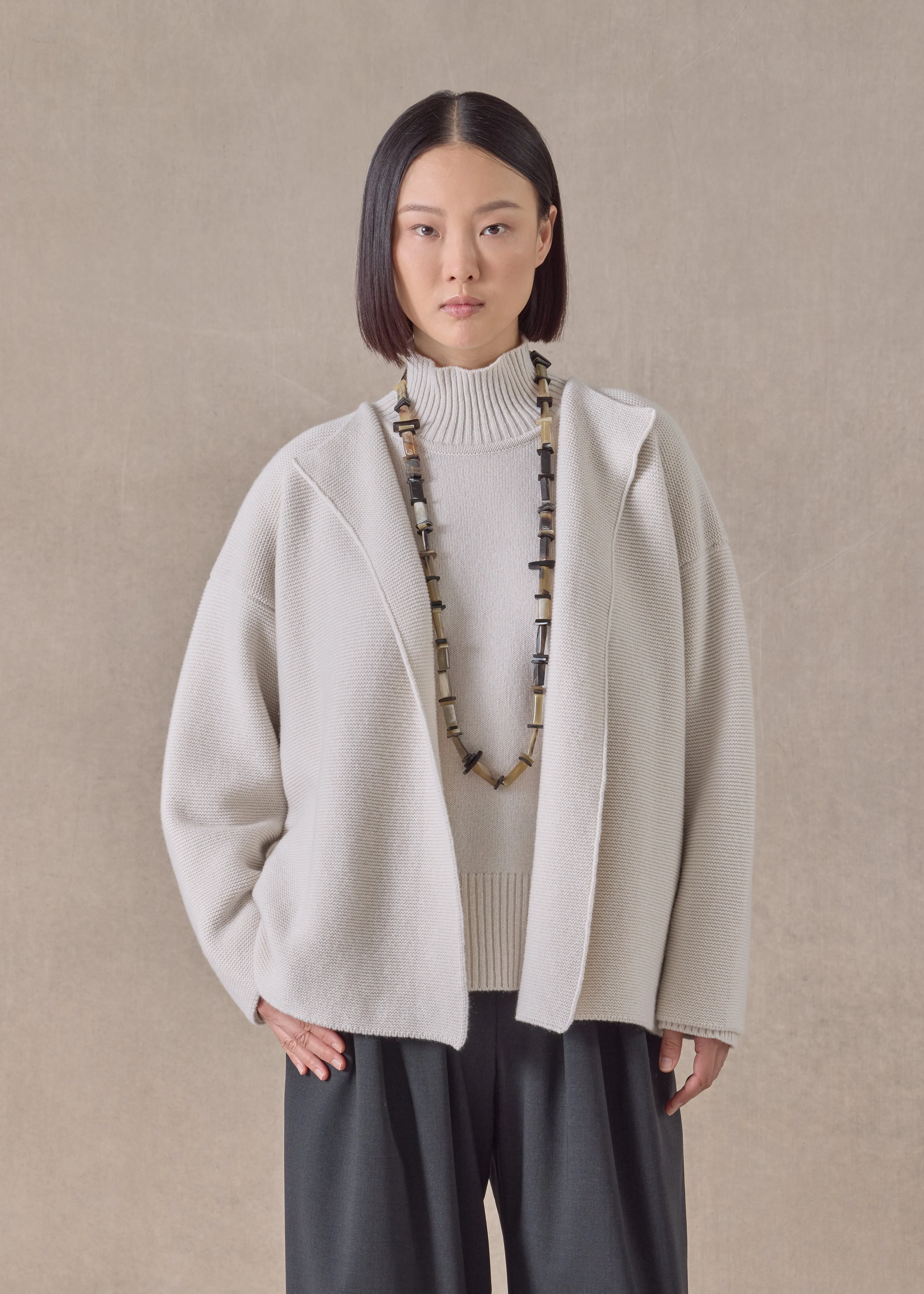 cashmere small jacket coat cardigan- short (wispgrey) sold by eskandar product image thumbnail 2