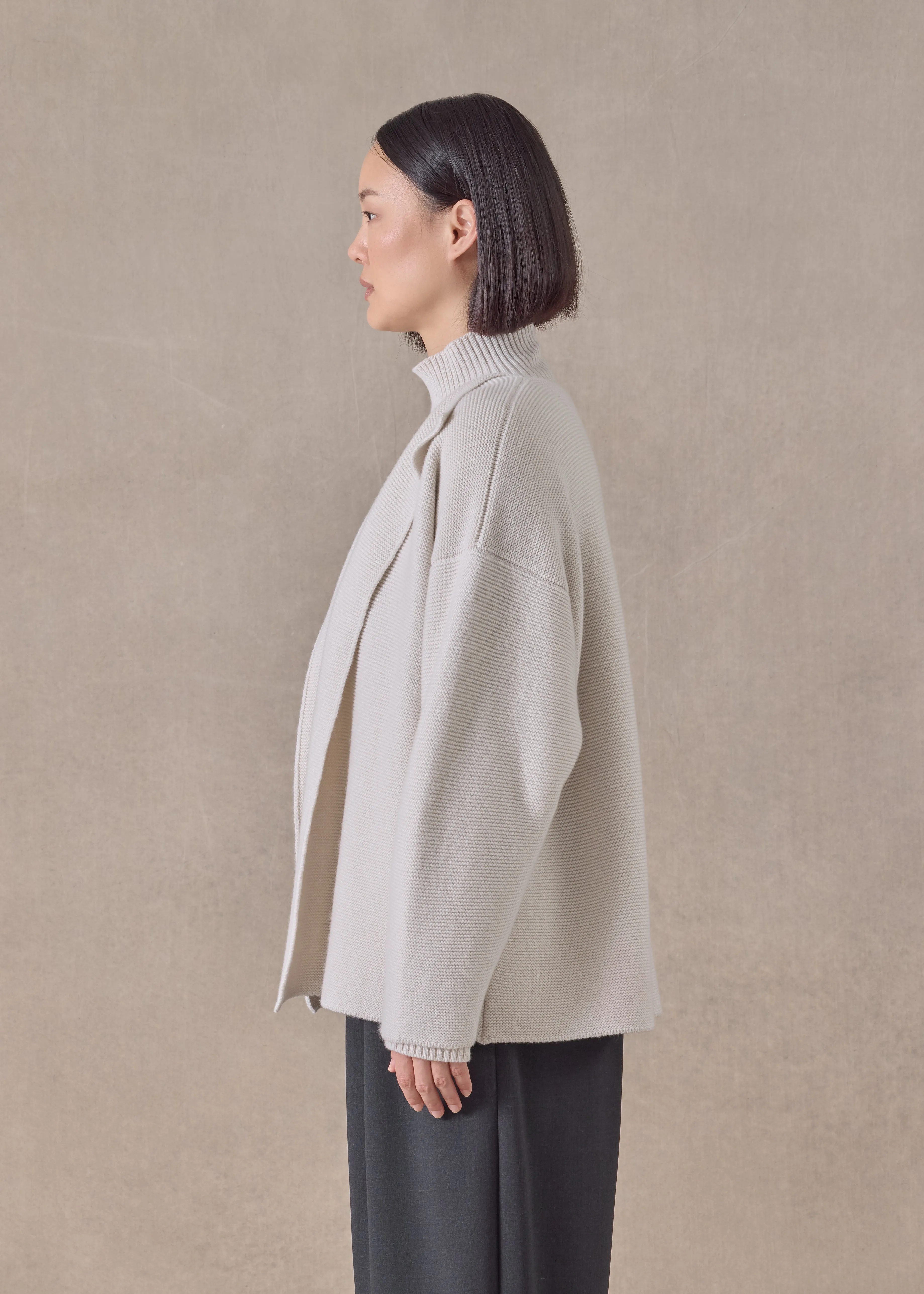 cashmere small jacket coat cardigan- short (wispgrey) sold by eskandar product image thumbnail 3