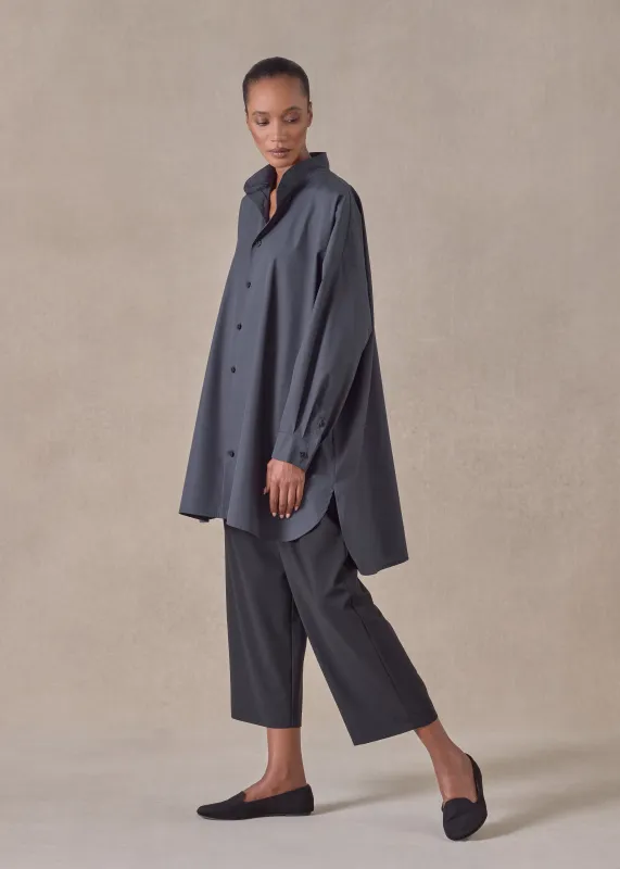 cotton wide a-line collarless classic shirt - long plus (pencil) sold by eskandar