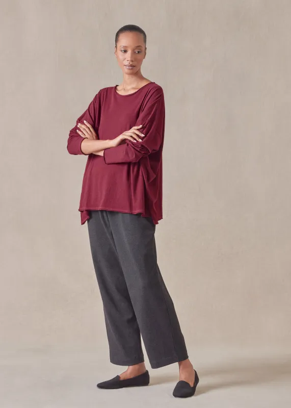 cotton jersey long sleeve double edge scoop neck t-shirt - mid plus sold by eskandar