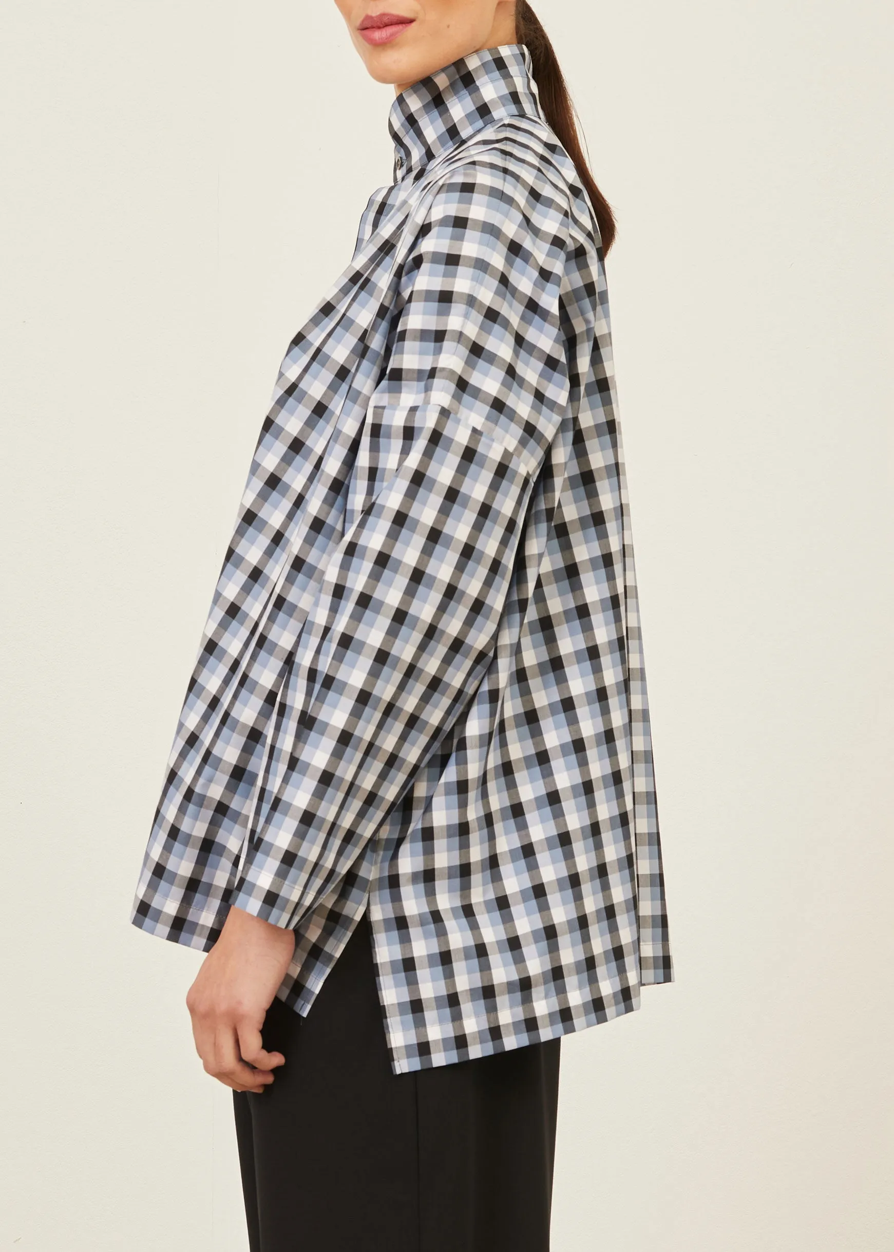 cotton wide longer back shirt with double stand collar - mid plus sold by eskandar product image thumbnail 3