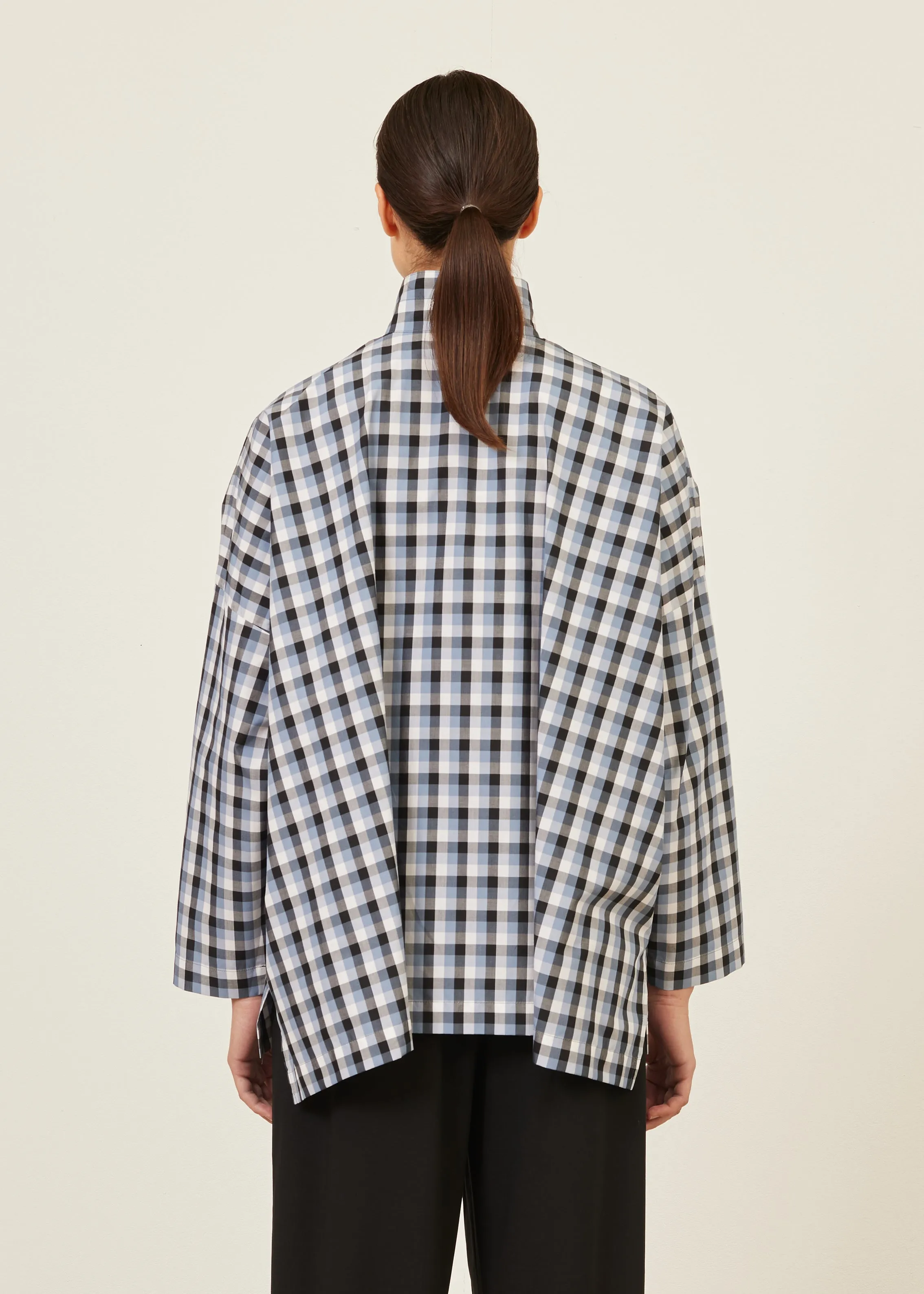 cotton wide longer back shirt with double stand collar - mid plus sold by eskandar product image thumbnail 4