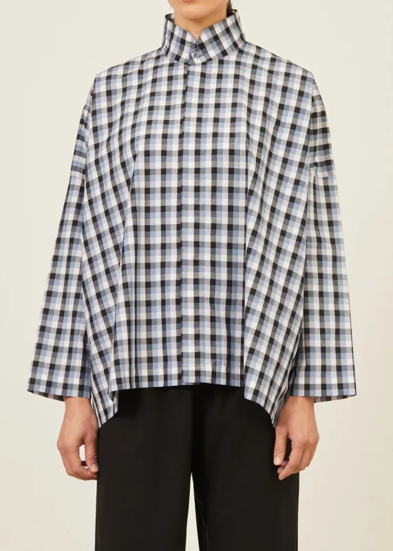 cotton wide longer back shirt with double stand collar - mid plus sold by eskandar