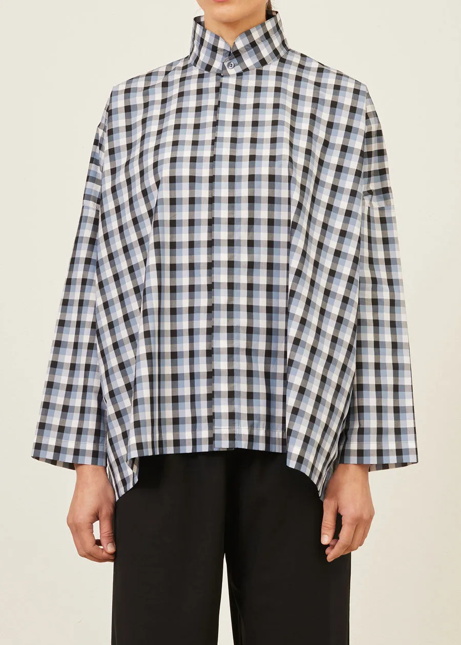 cotton wide longer back shirt with double stand collar - mid plus sold by eskandar