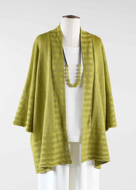 linen poncho cardigan oversized rib detail - long made by eskandar