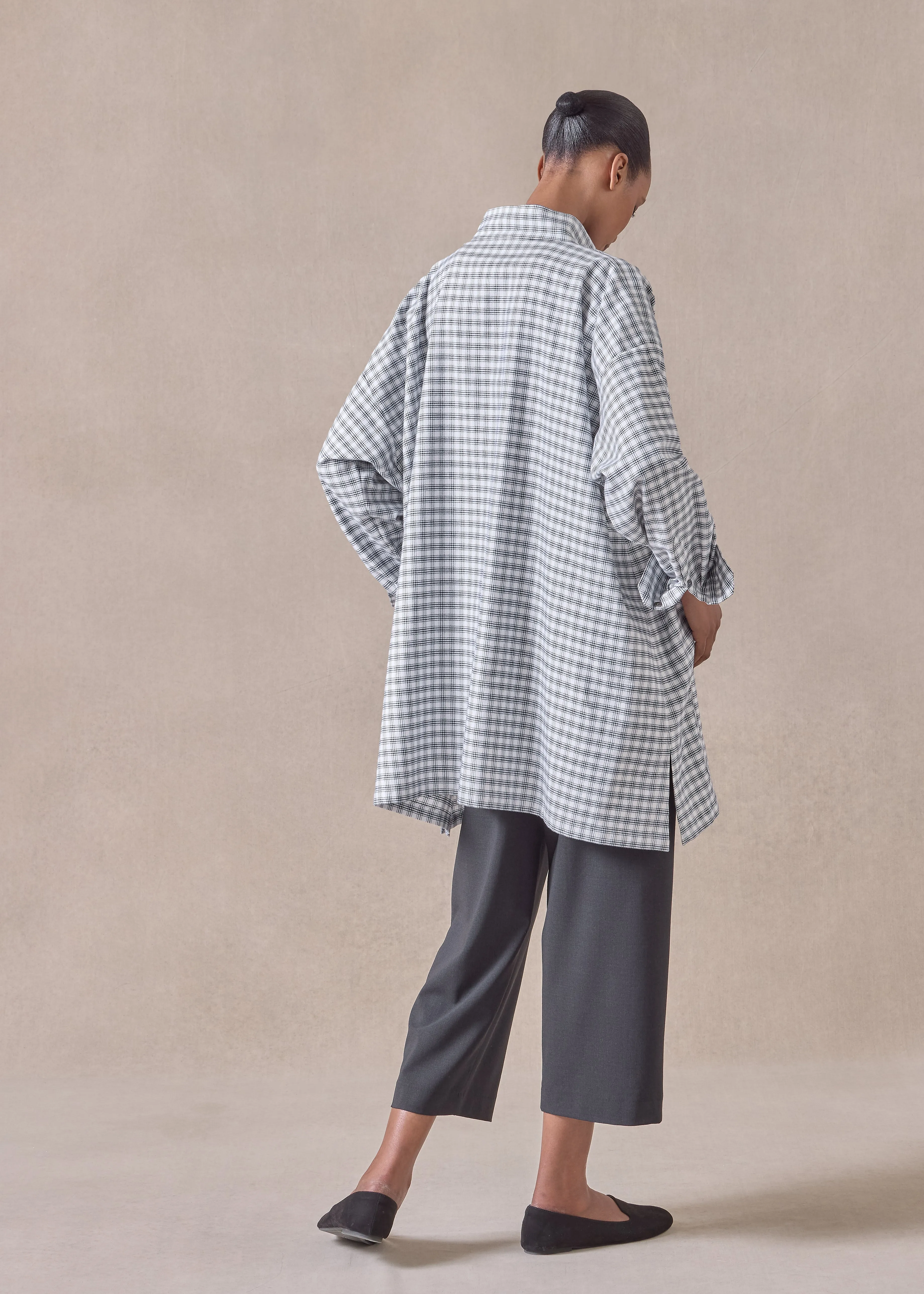 cotton wide a-line artists smock - long plus (ivorynavy) sold by eskandar product image thumbnail 4