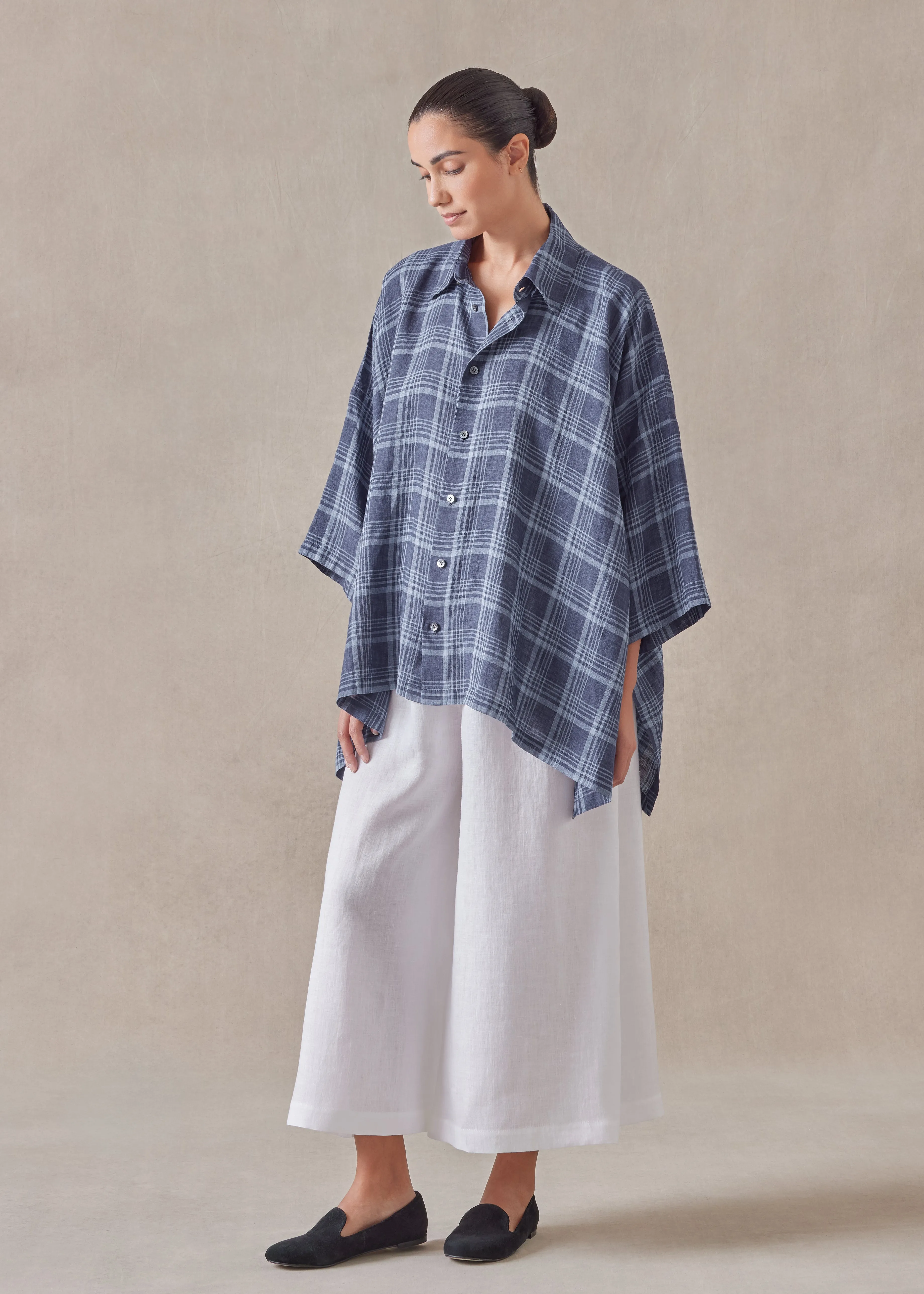 linen dps short sleeve shirt with collar - mid plus sold by eskandar