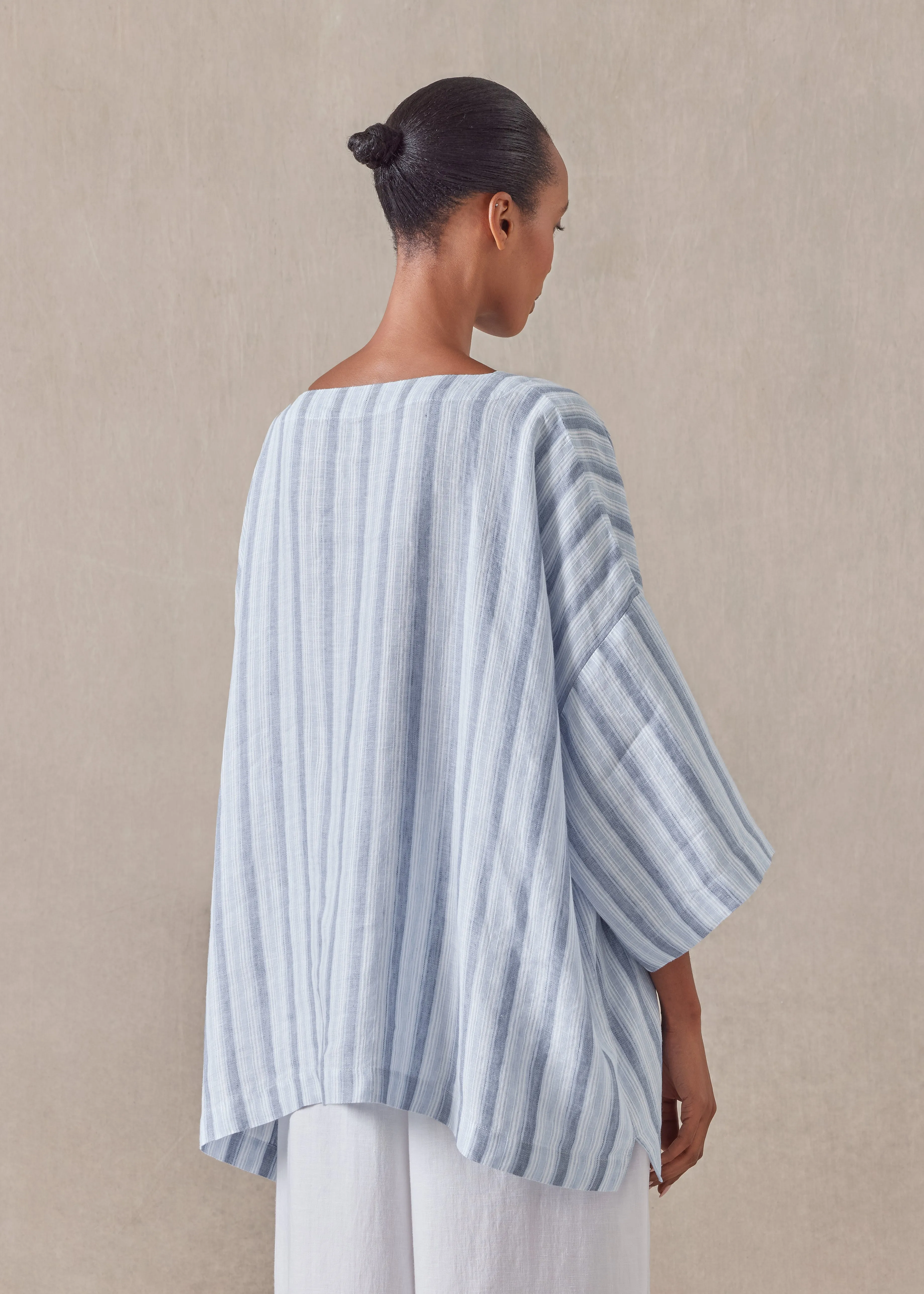 linen 3/4 sleeve scoop neck tunic - mid plus sold by eskandar product image thumbnail 4