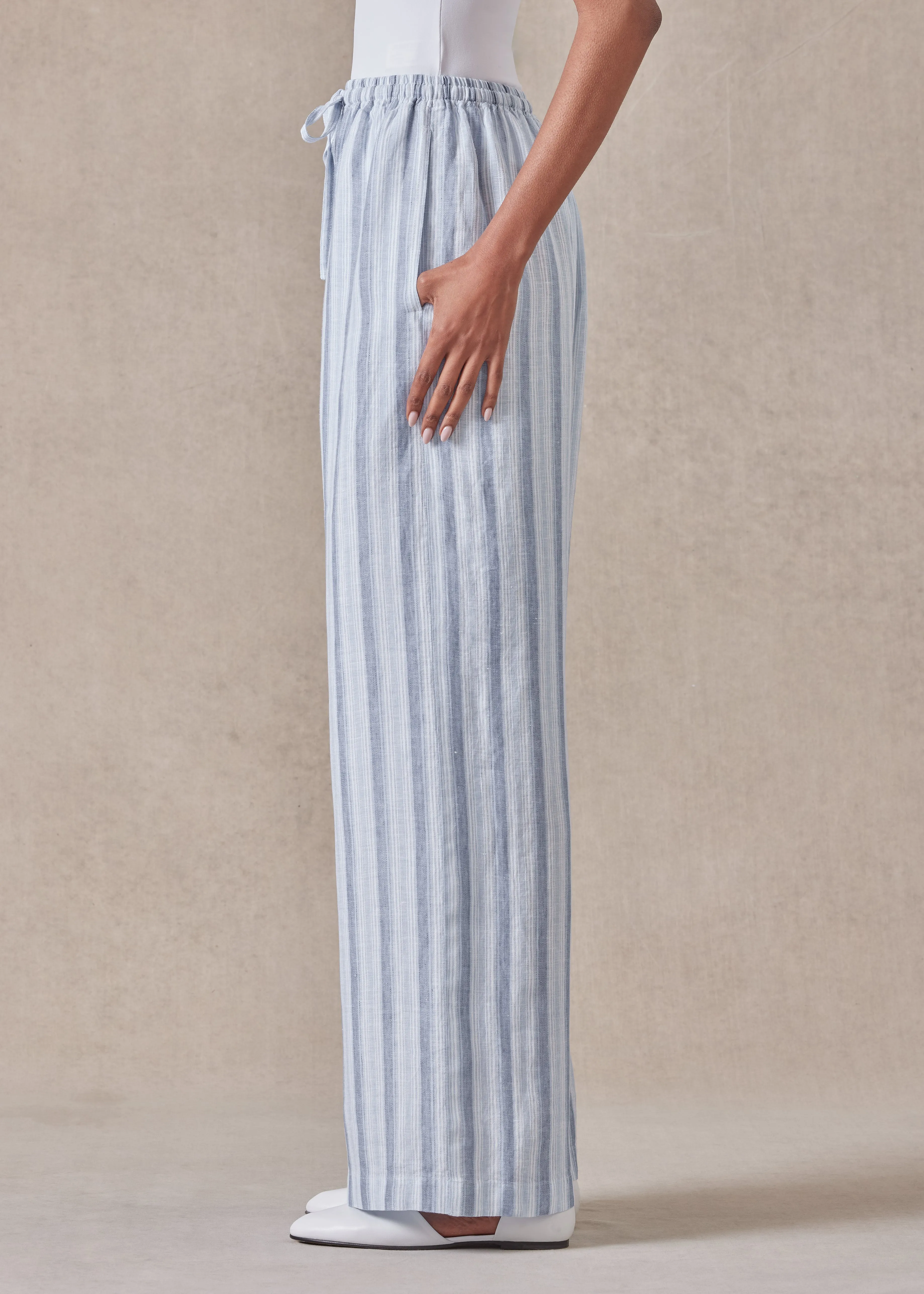 linen drawstring trouser sold by eskandar product image thumbnail 3