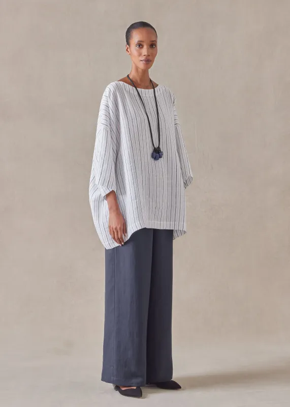 linen 3/4 sleeve scoop neck tunic - long sold by eskandar