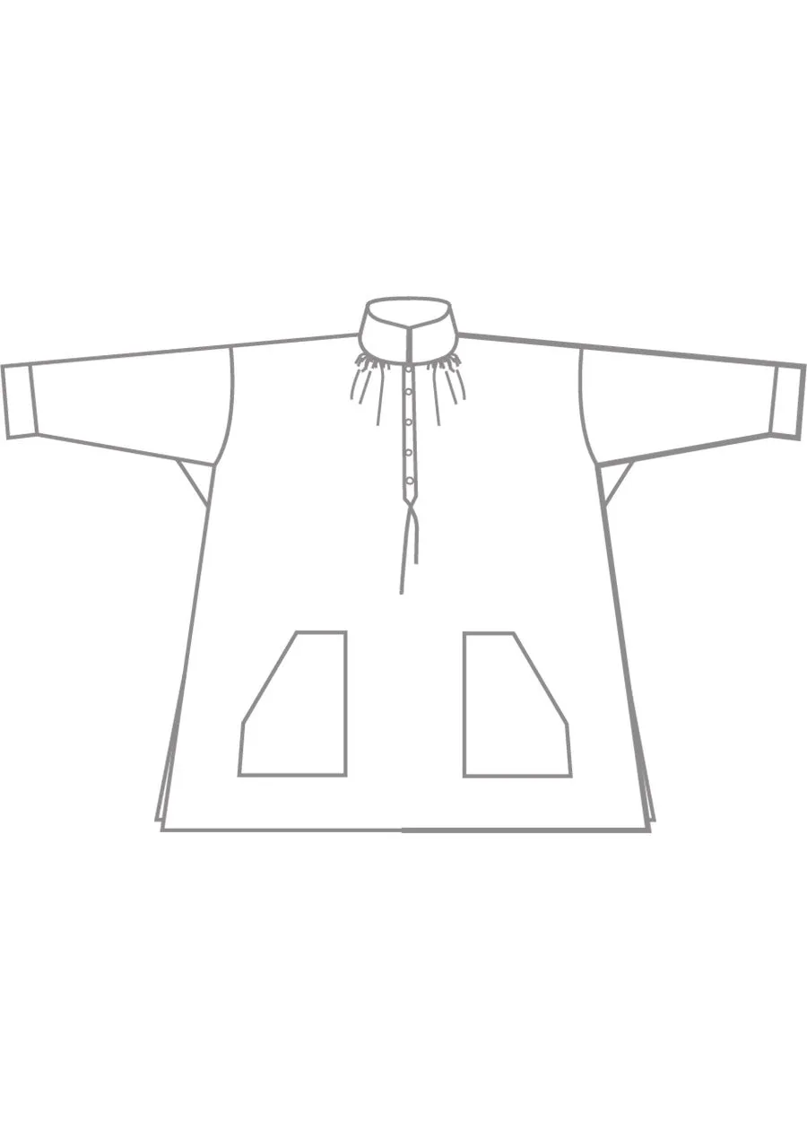 cotton wide a-line artists smock - long plus (whiteblack) sold by eskandar product image thumbnail 5