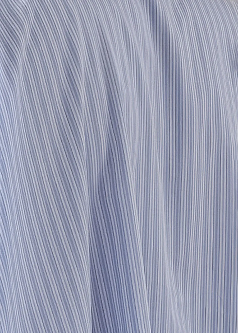 striped cotton wide a-line collarless shirt - very long with slits sold by eskandar product image thumbnail 5