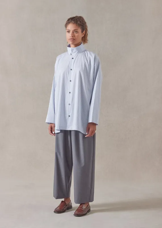 cotton slim a-line two collar shirt with stepped insert - long (skyblue) sold by eskandar