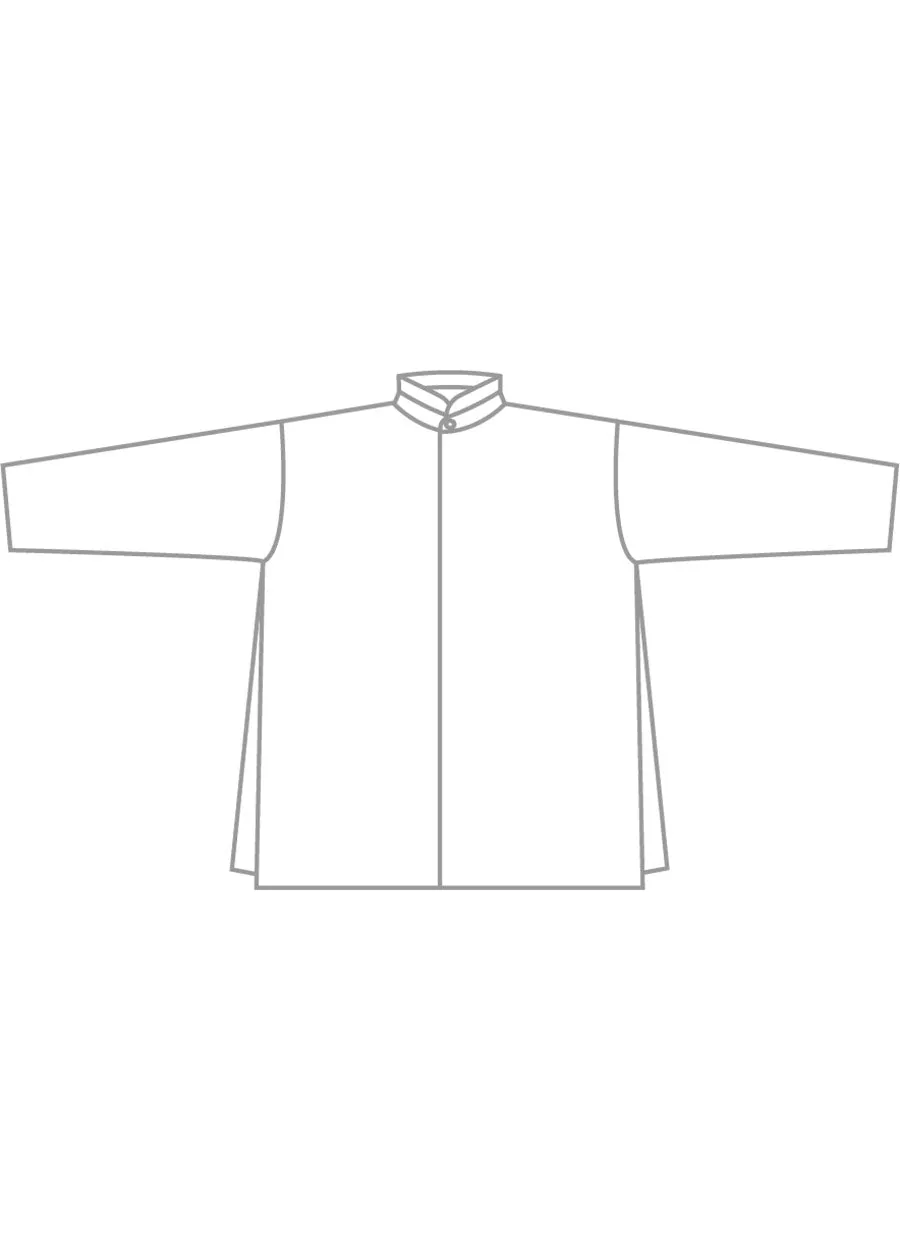 cotton slim a-line double stand collar shirt with stepped insert - long (bluewash) sold by eskandar product image thumbnail 5