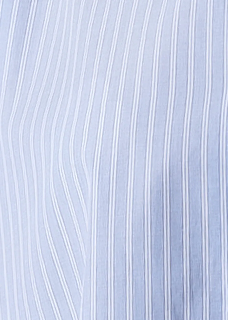 cotton slim a-line double stand collar shirt with stepped insert - long (bluewash) sold by eskandar product image thumbnail 4