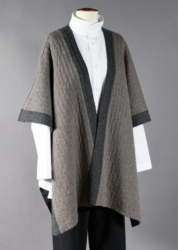 cashmere extra wide longer back knit tabard with edge detail - long sold by eskandar