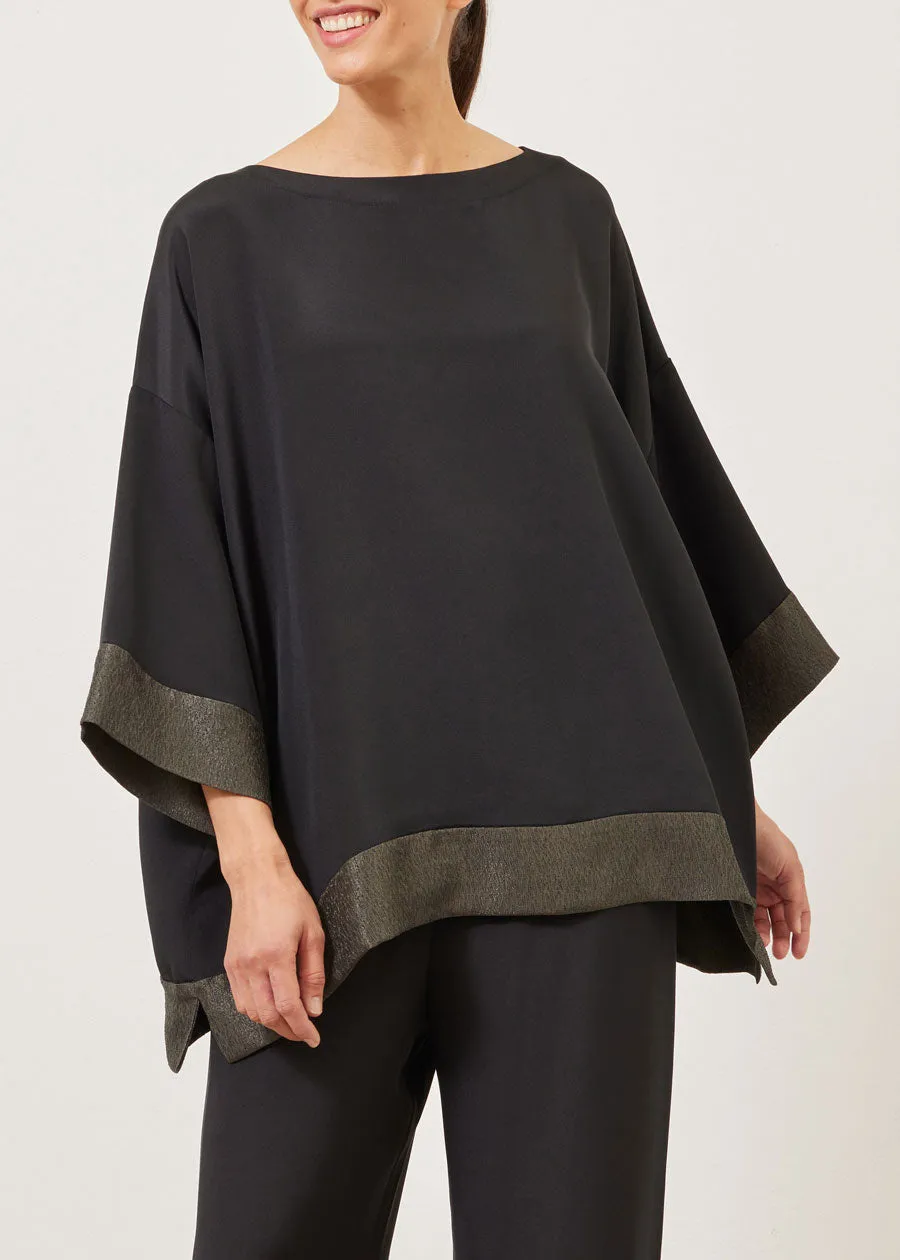 silk and lamé 3/4 sleeve scoop neck tunic - long sold by eskandar product image thumbnail 2