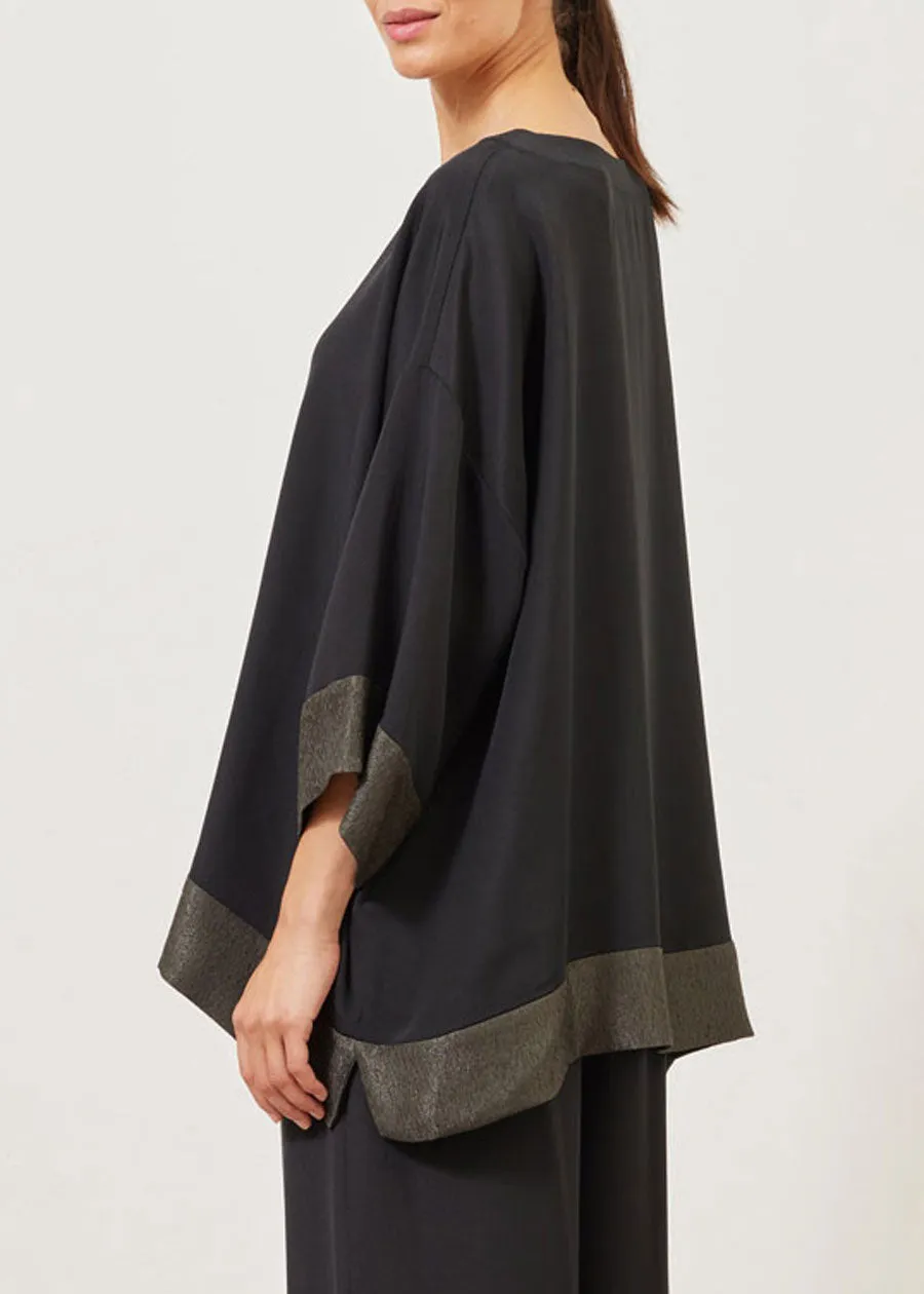 silk and lamé 3/4 sleeve scoop neck tunic - long sold by eskandar product image thumbnail 4