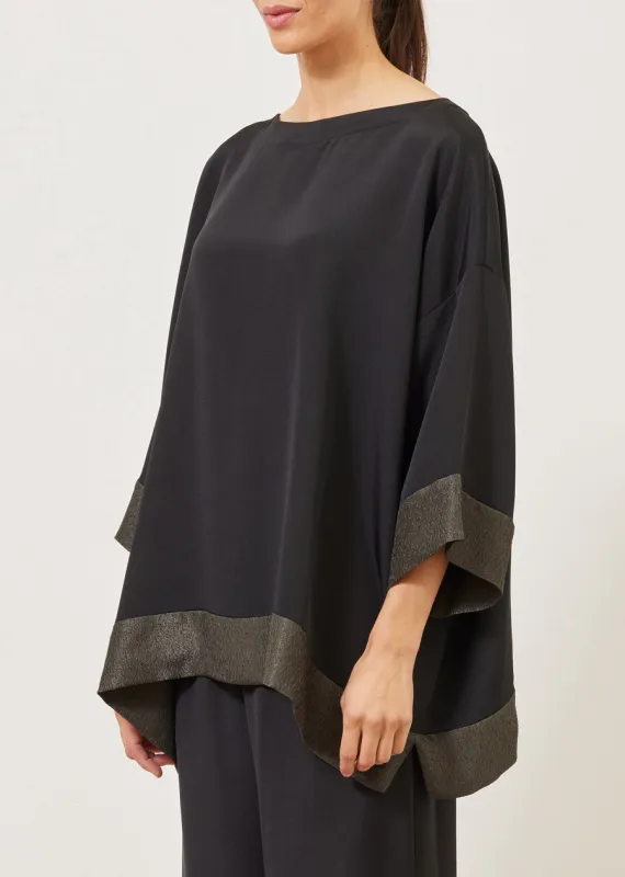 silk and lamé  3/4 sleeve scoop neck tunic - long sold by eskandar