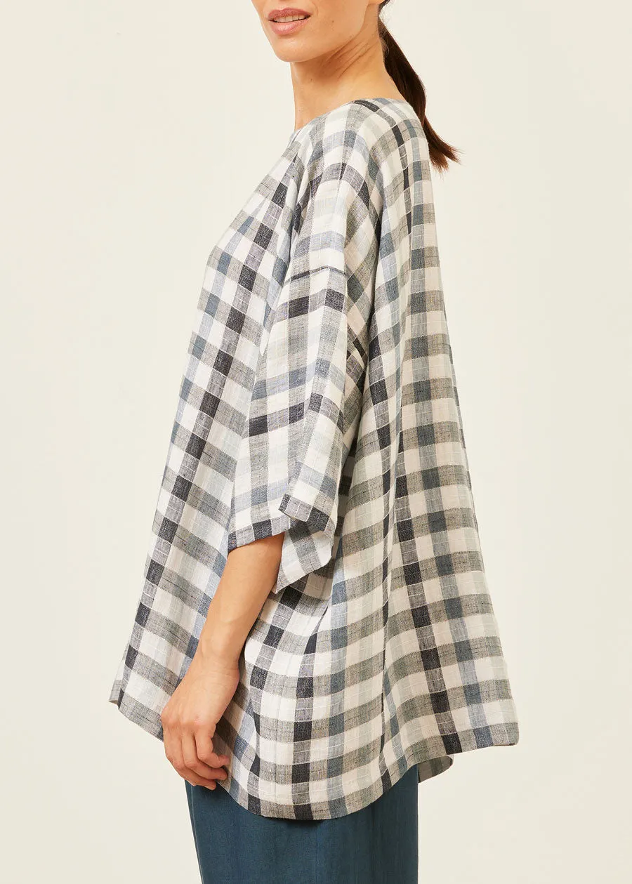 linen mix 3/4 sleeve bateau neck tunic - long sold by eskandar product image thumbnail 3